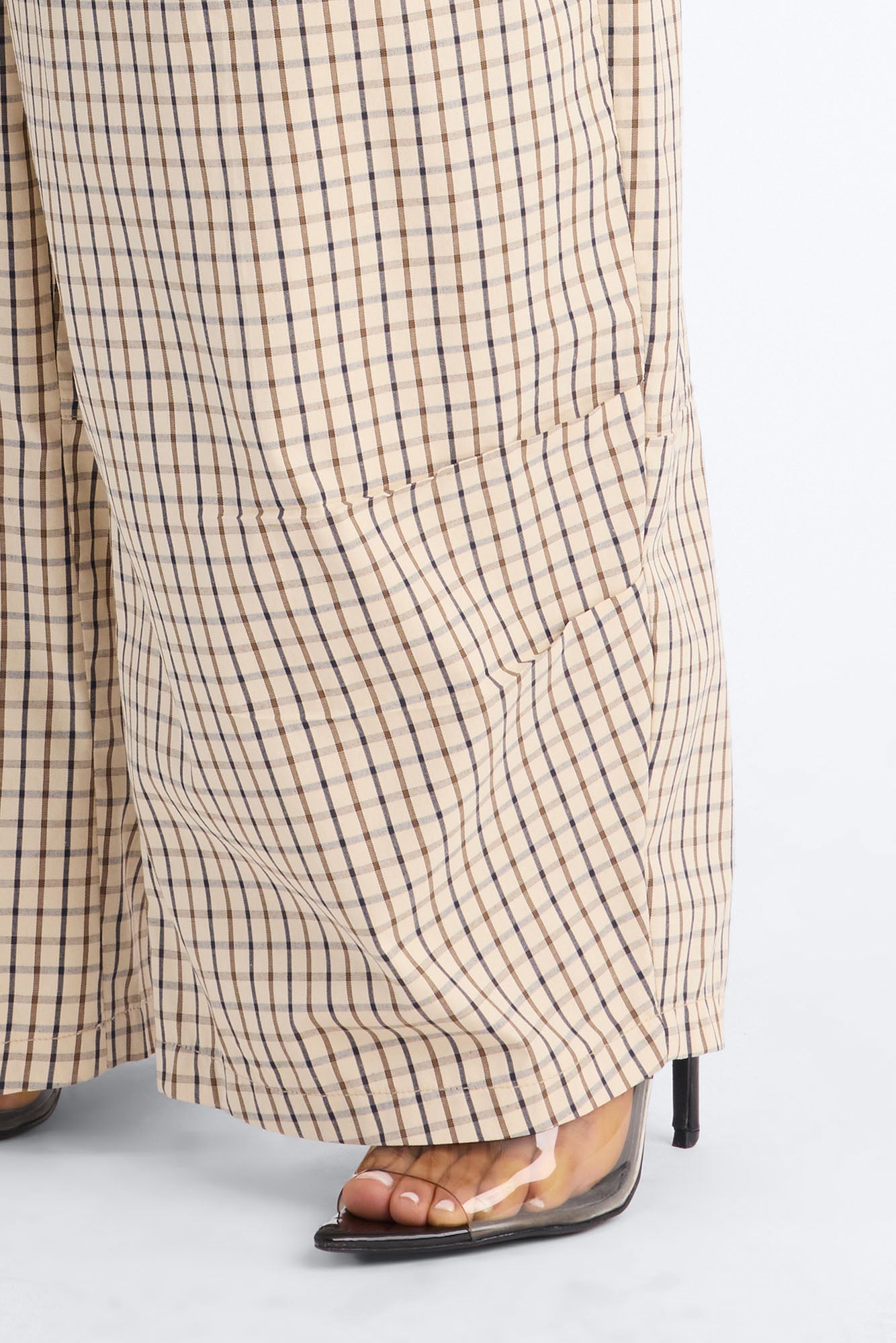 Kiyla Barrel Leg Mid Rise Pant - Sand/combo
