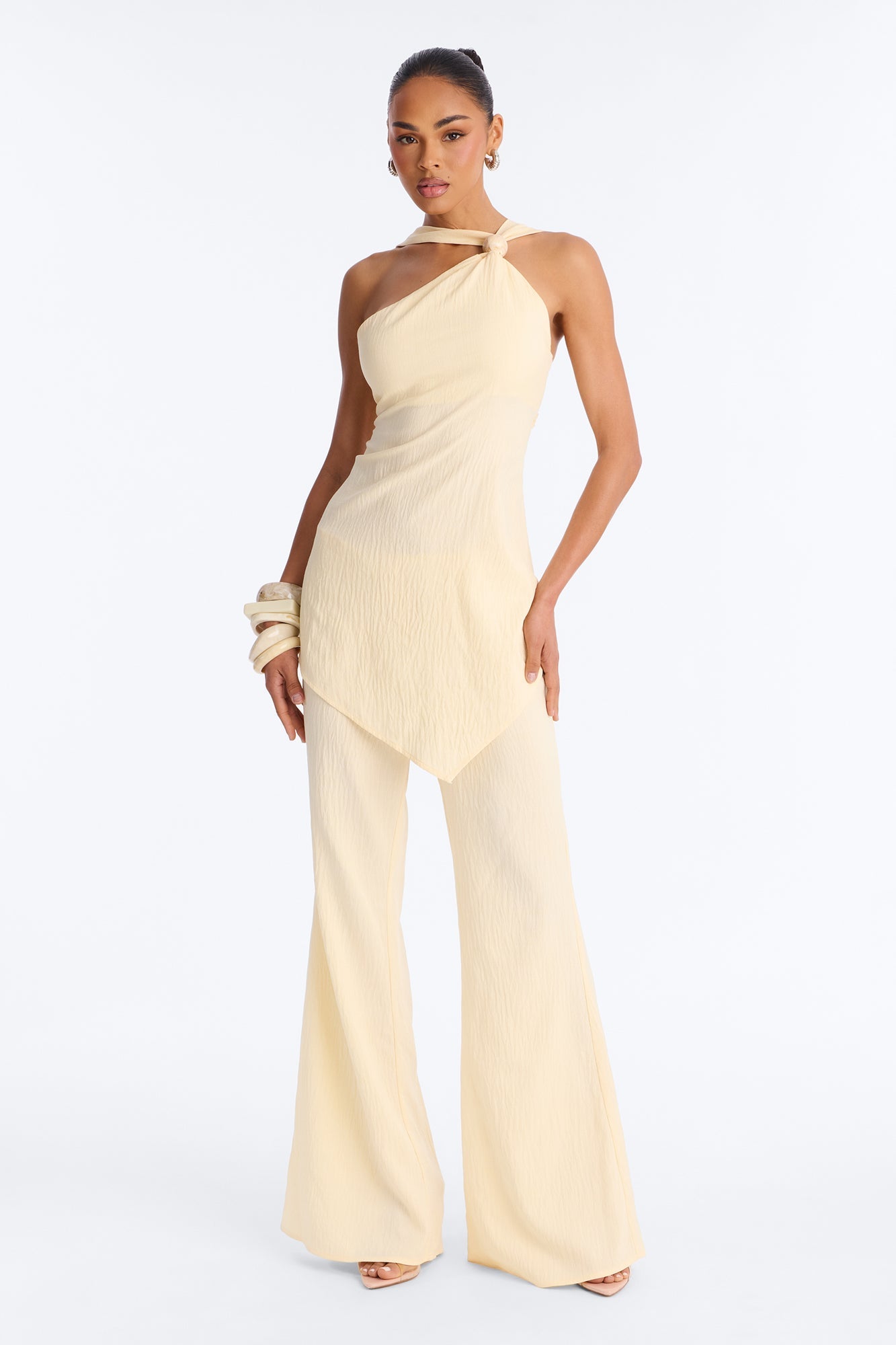 Ayla Asymmetrical Pant Set - Butter Yellow