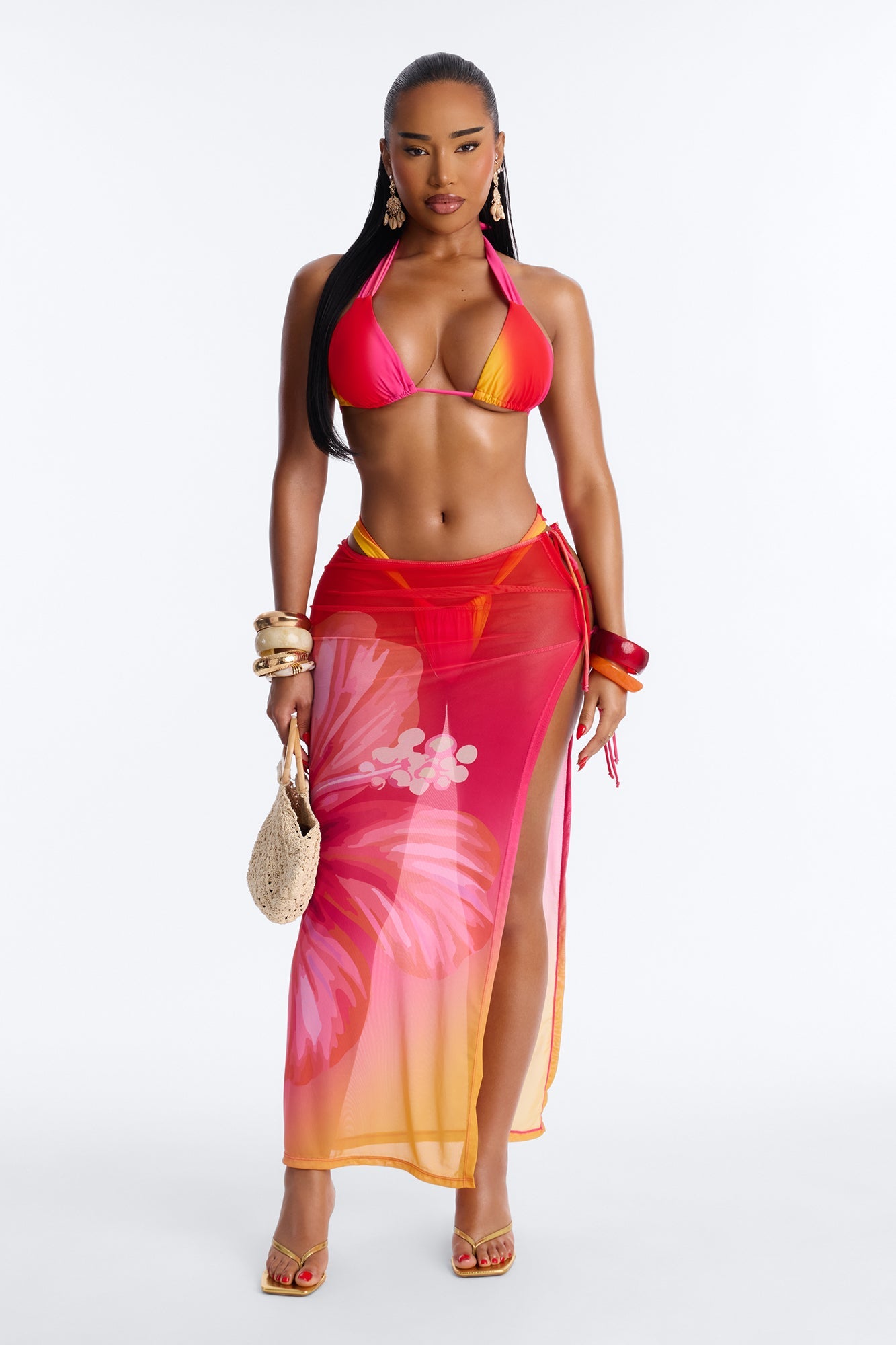 Sunkissed Paradise 3 Piece Bikini Set - Orange/combo