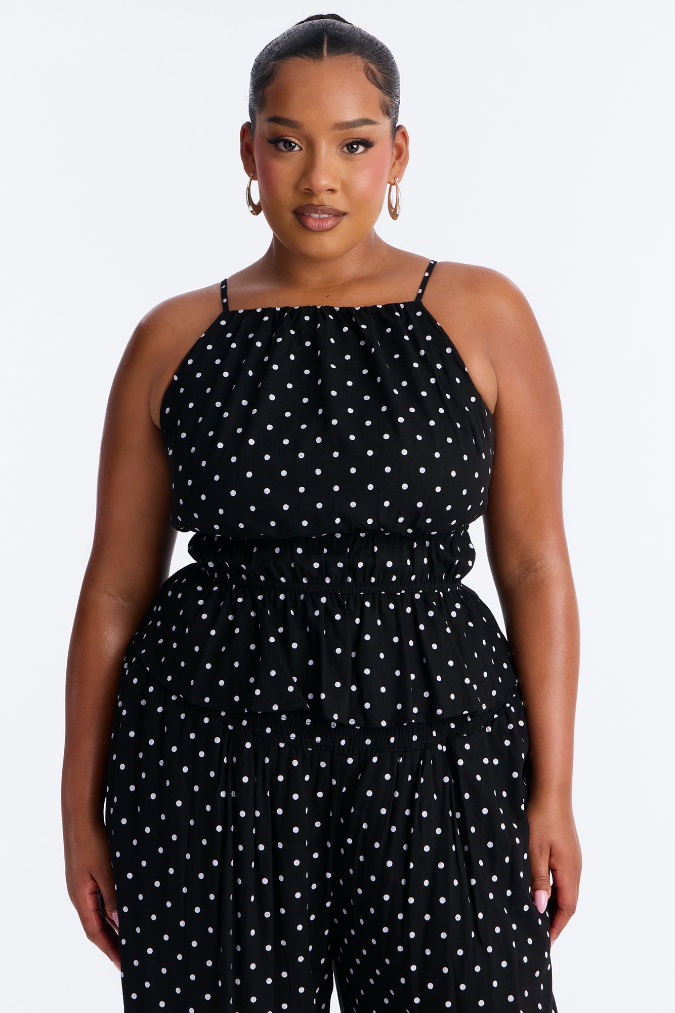 Riley Linen Polka Dot Pant Set - Black/White