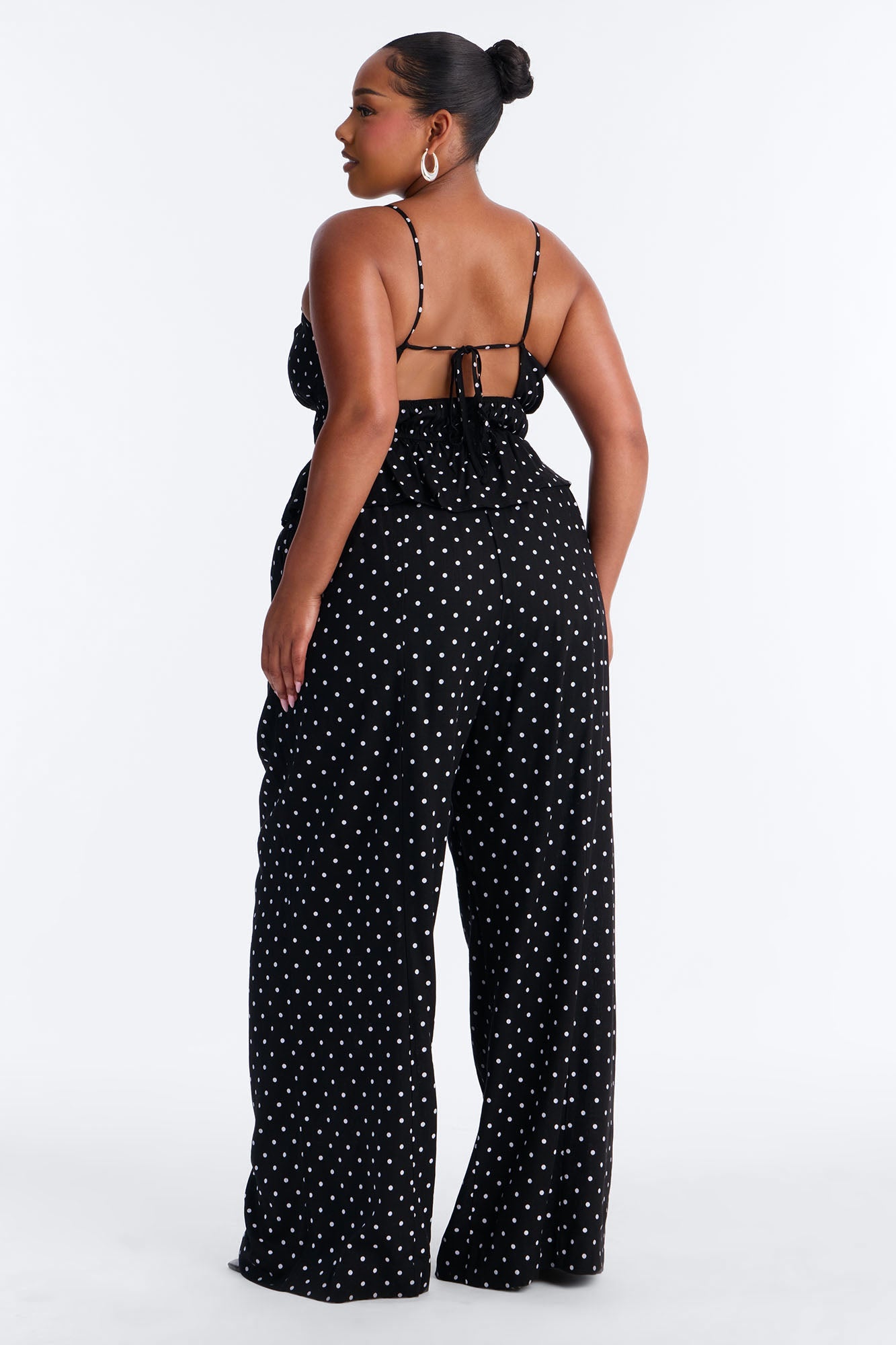 Riley Linen Polka Dot Pant Set - Black/White
