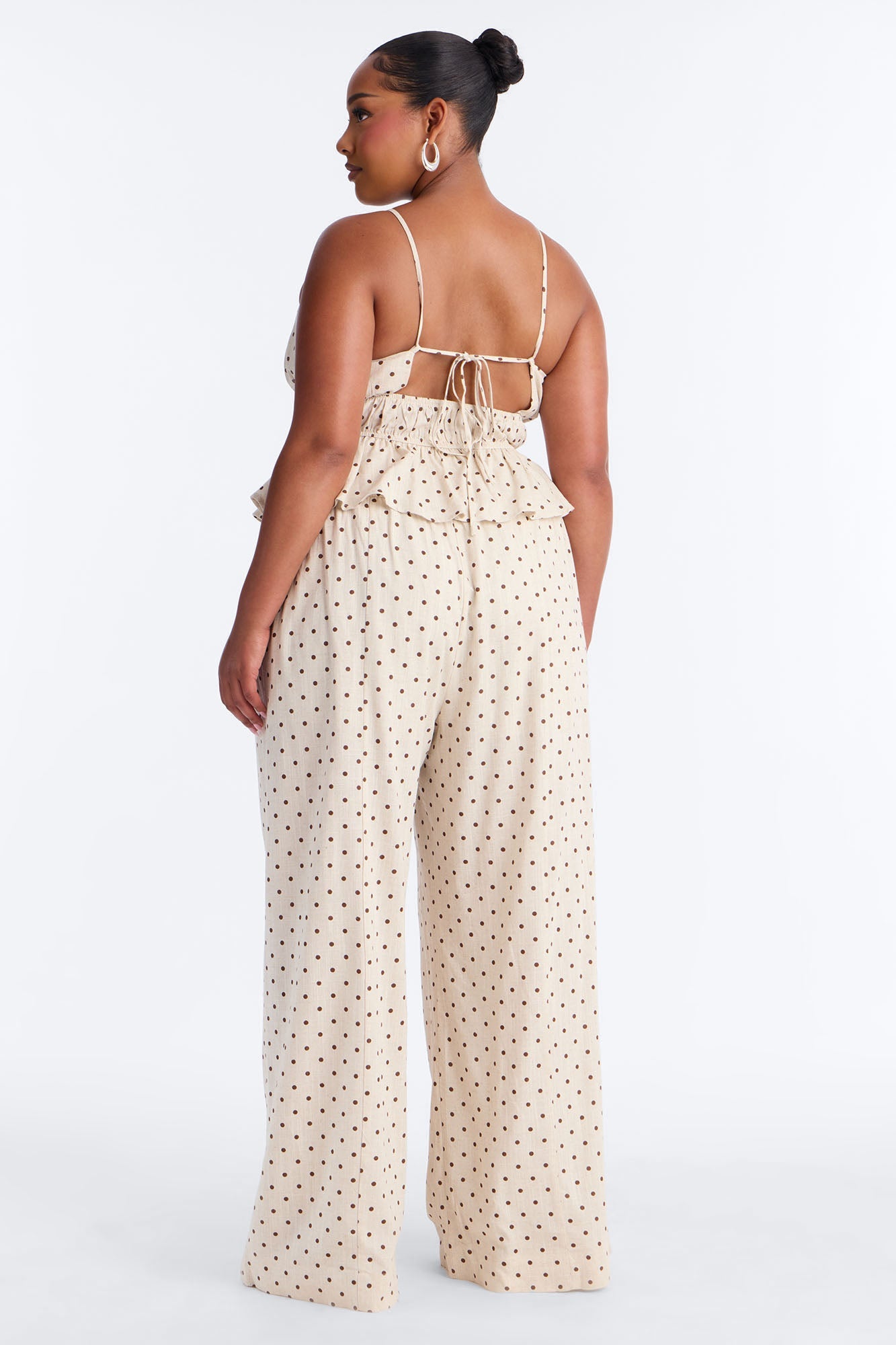 Riley Linen Polka Dot Pant Set - Oatmeal