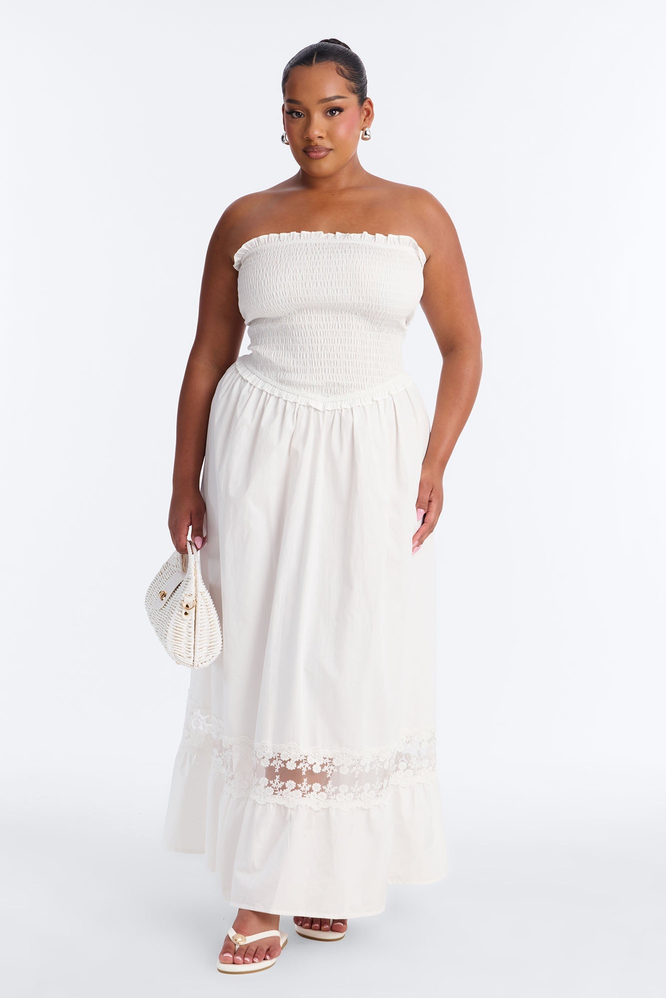 Keira Strapless Maxi Dress - White