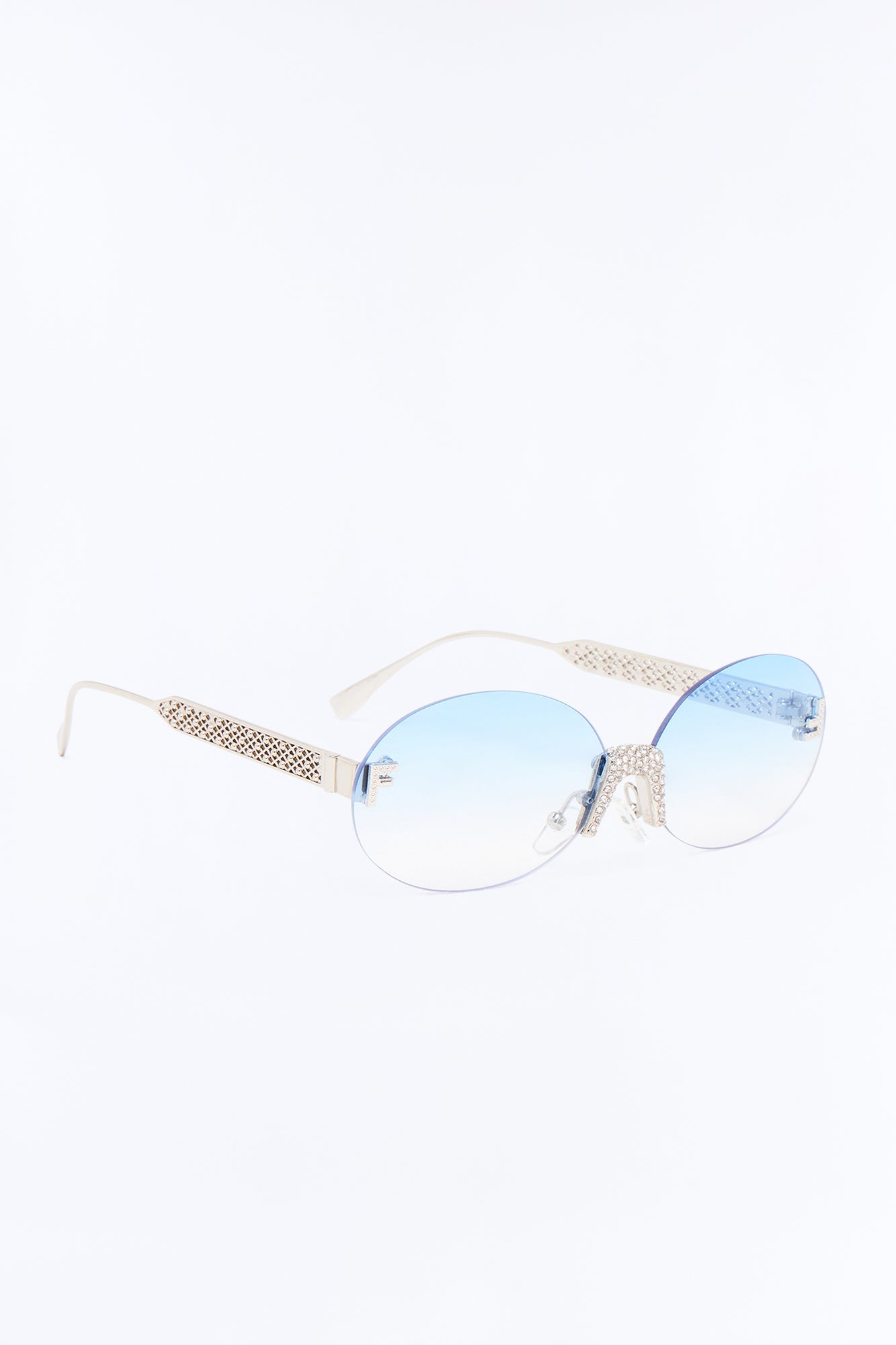 Aurora Crystal Sunglasses - Silver/Blue