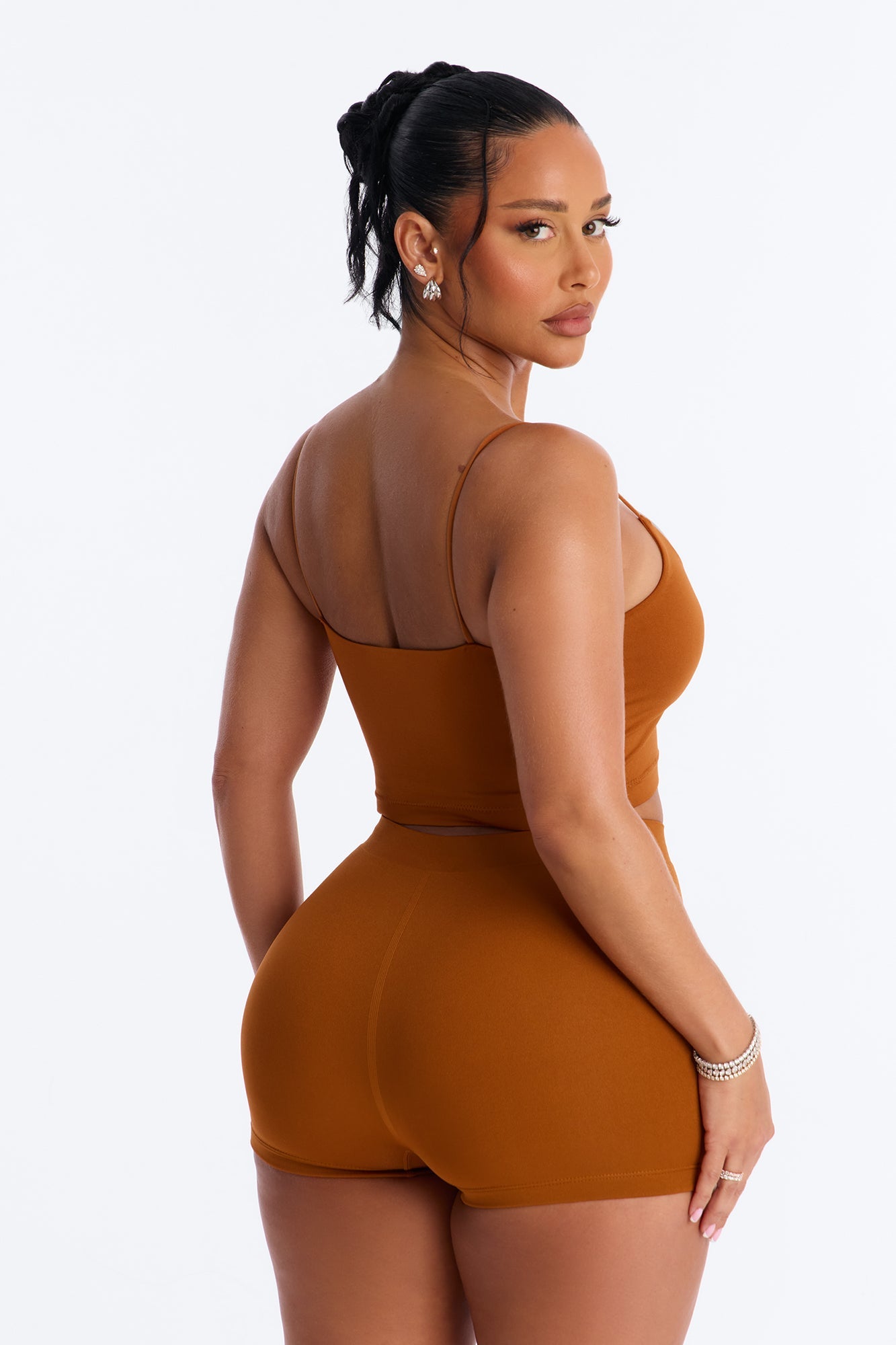 Seamless Smooth Base Layer Double Lined Cami Crop Top - Copper