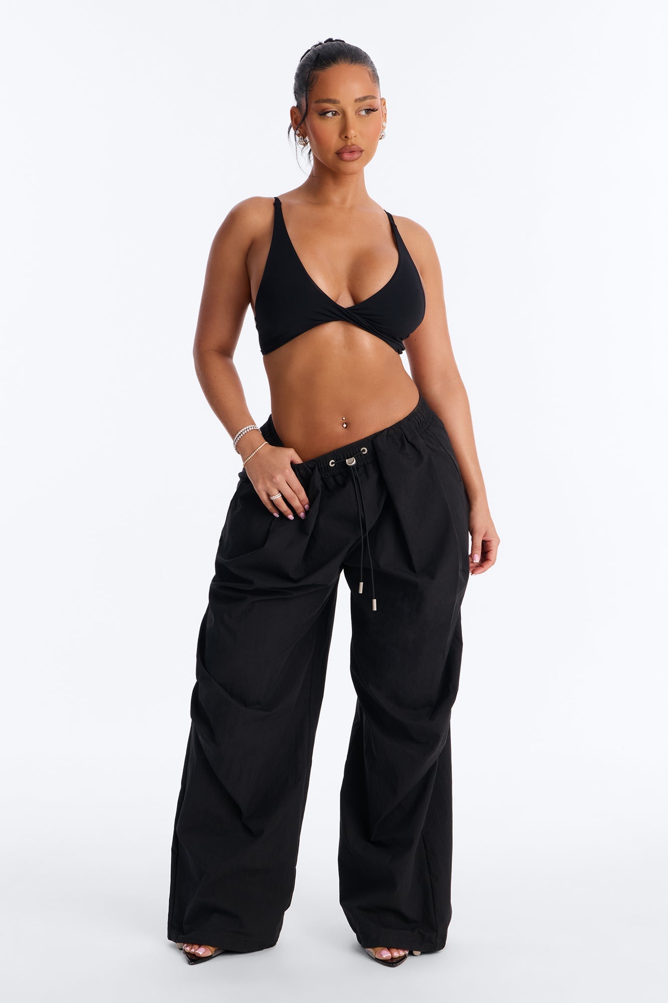Second Skin Deep V Neck Bra Top - Black