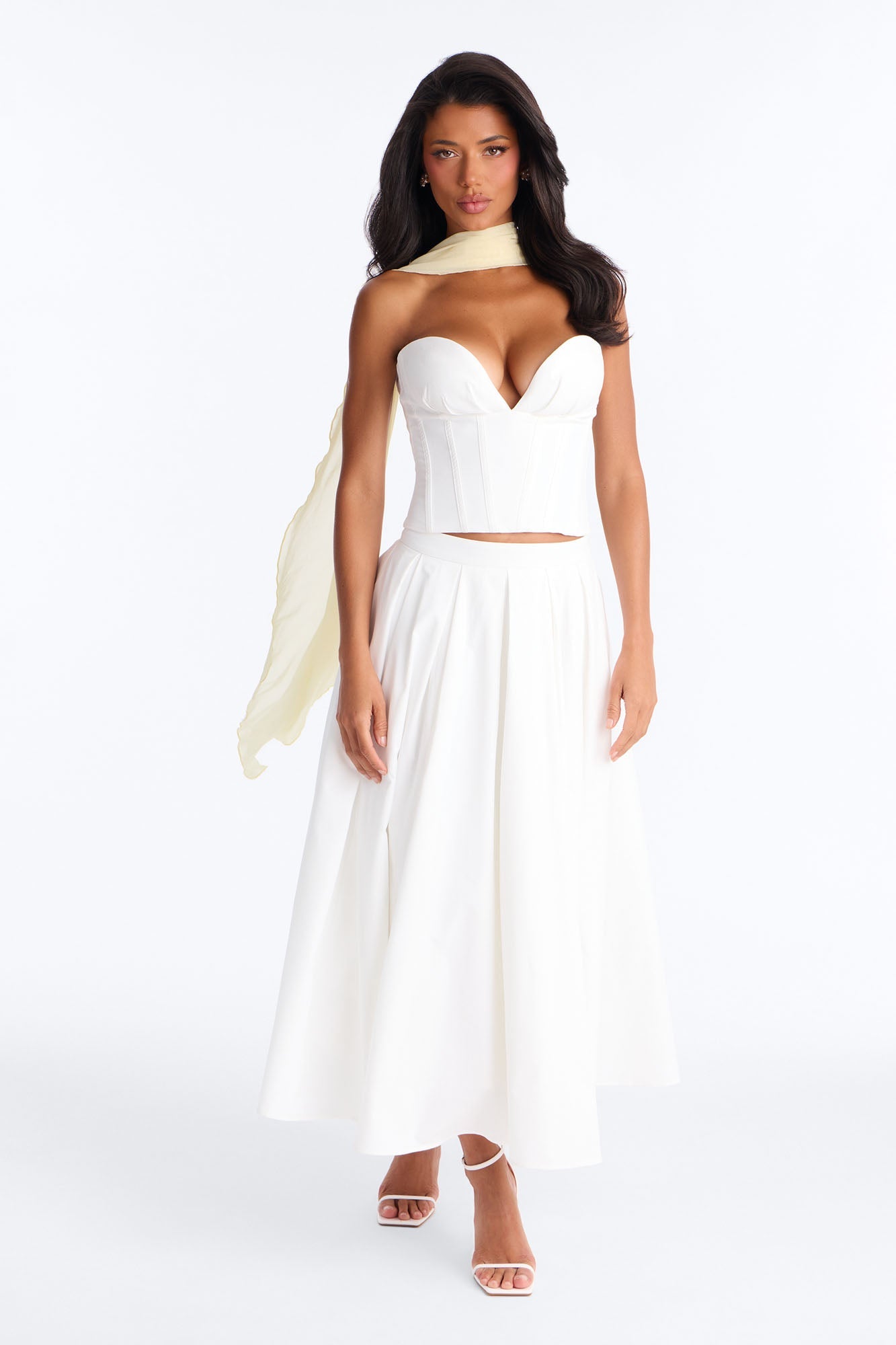 Romance Hour Corset Skirt Set - White
