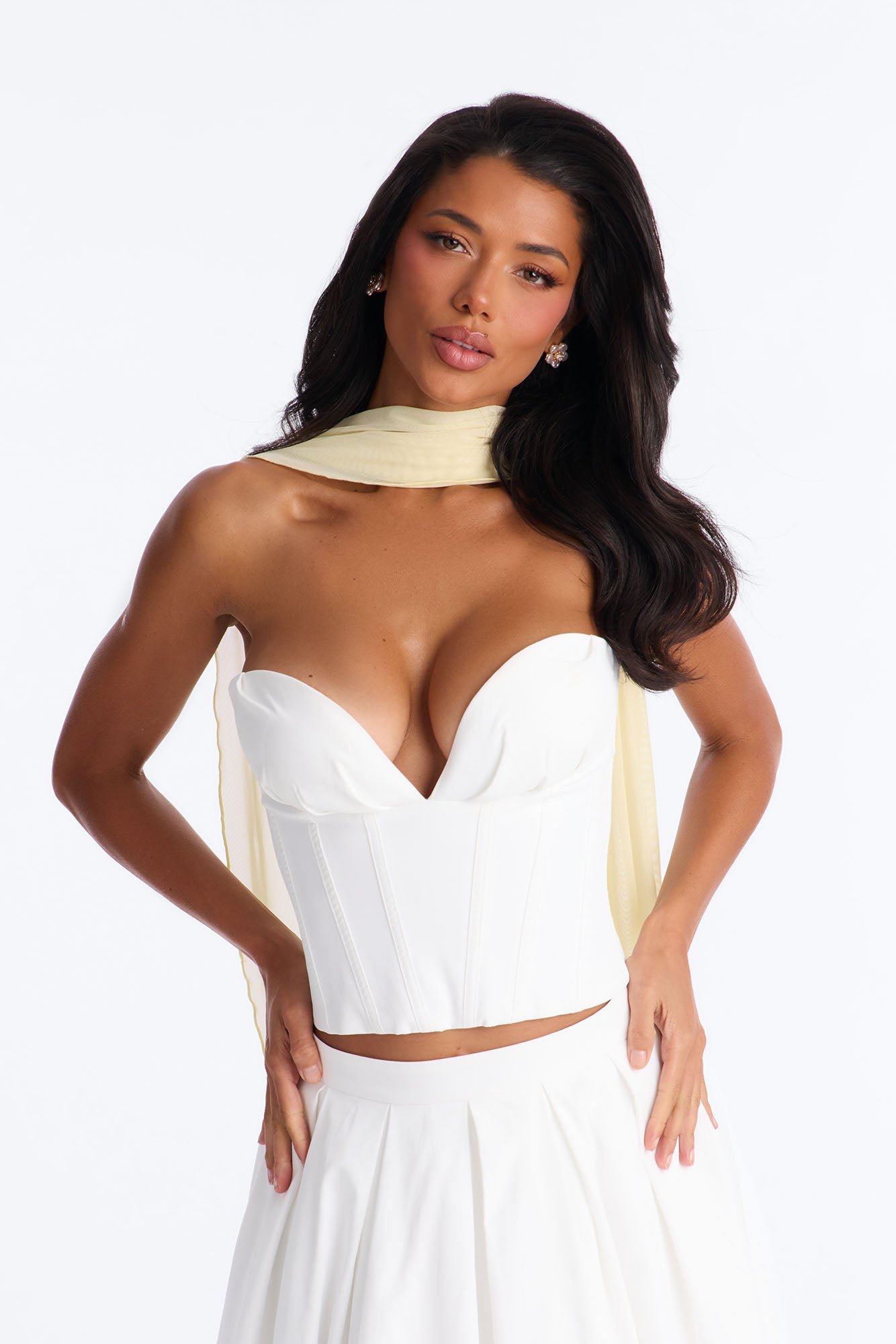 Romance Hour Corset Skirt Set - White