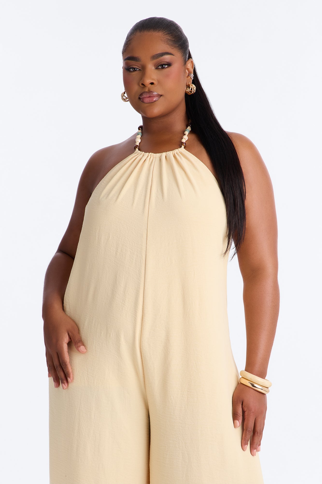 Kalana Beaded Halter Jumpsuit - Yellow