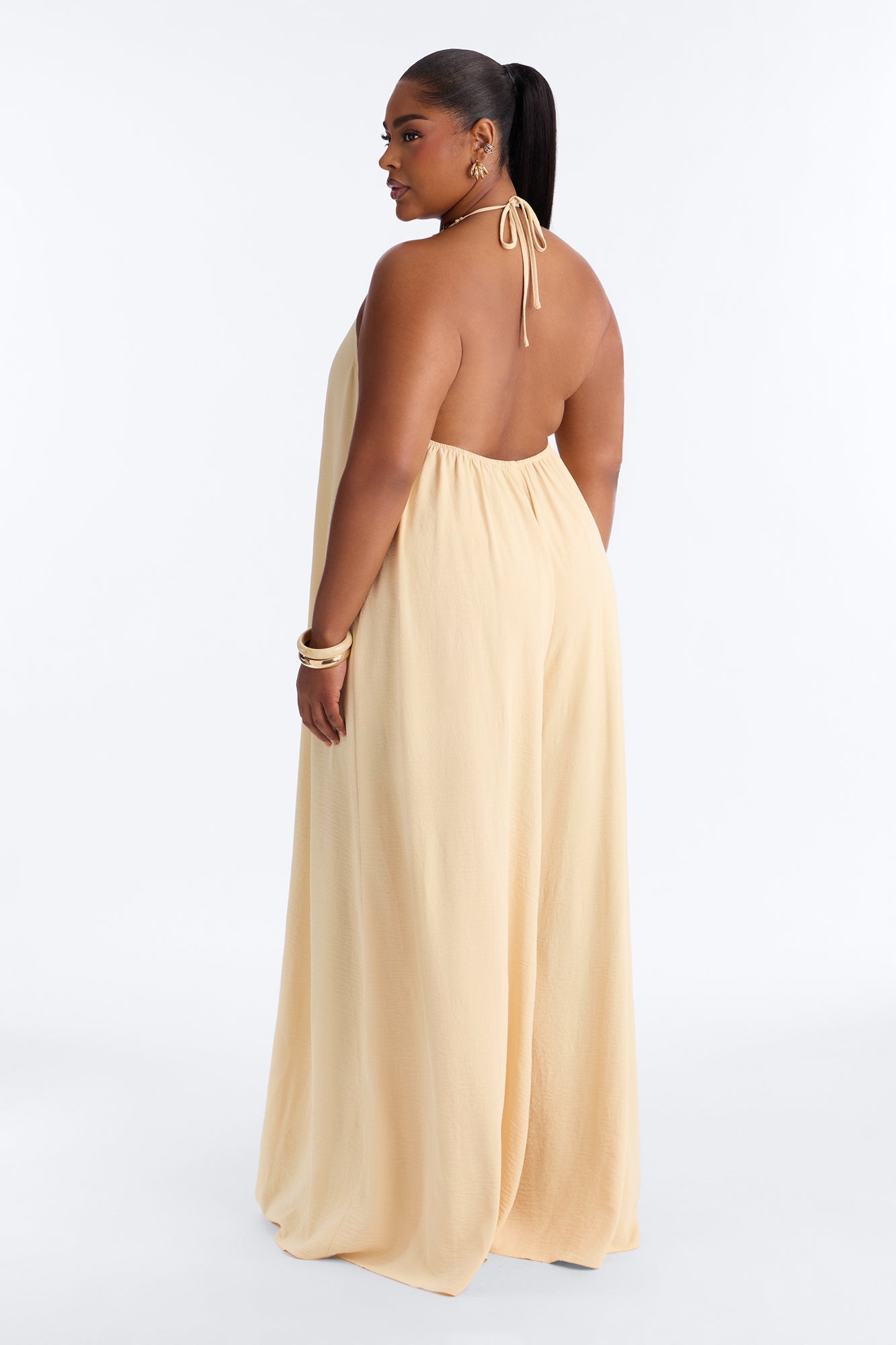 Kalana Beaded Halter Jumpsuit - Yellow