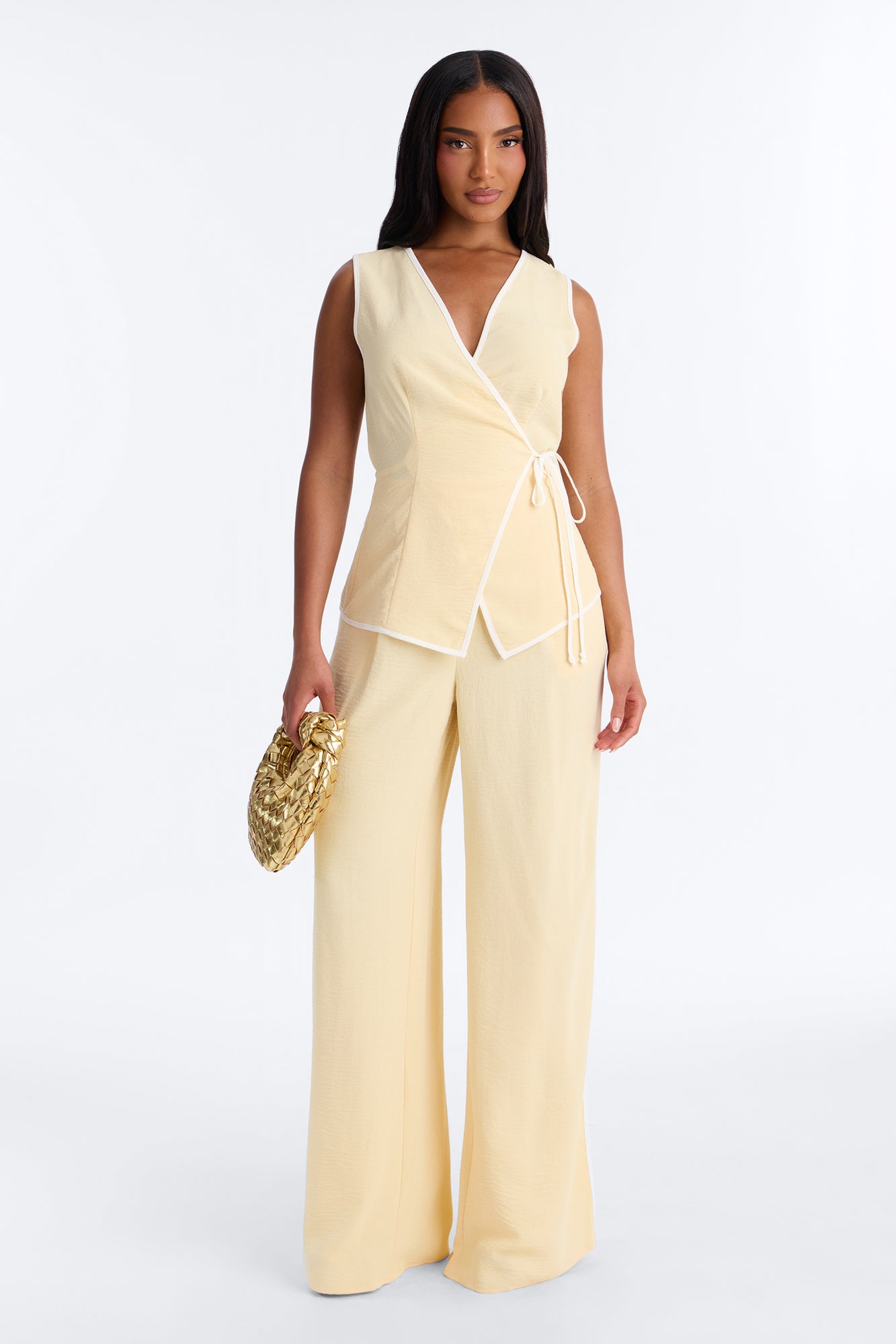 Natalia Sleeveless Pant Set - Yellow