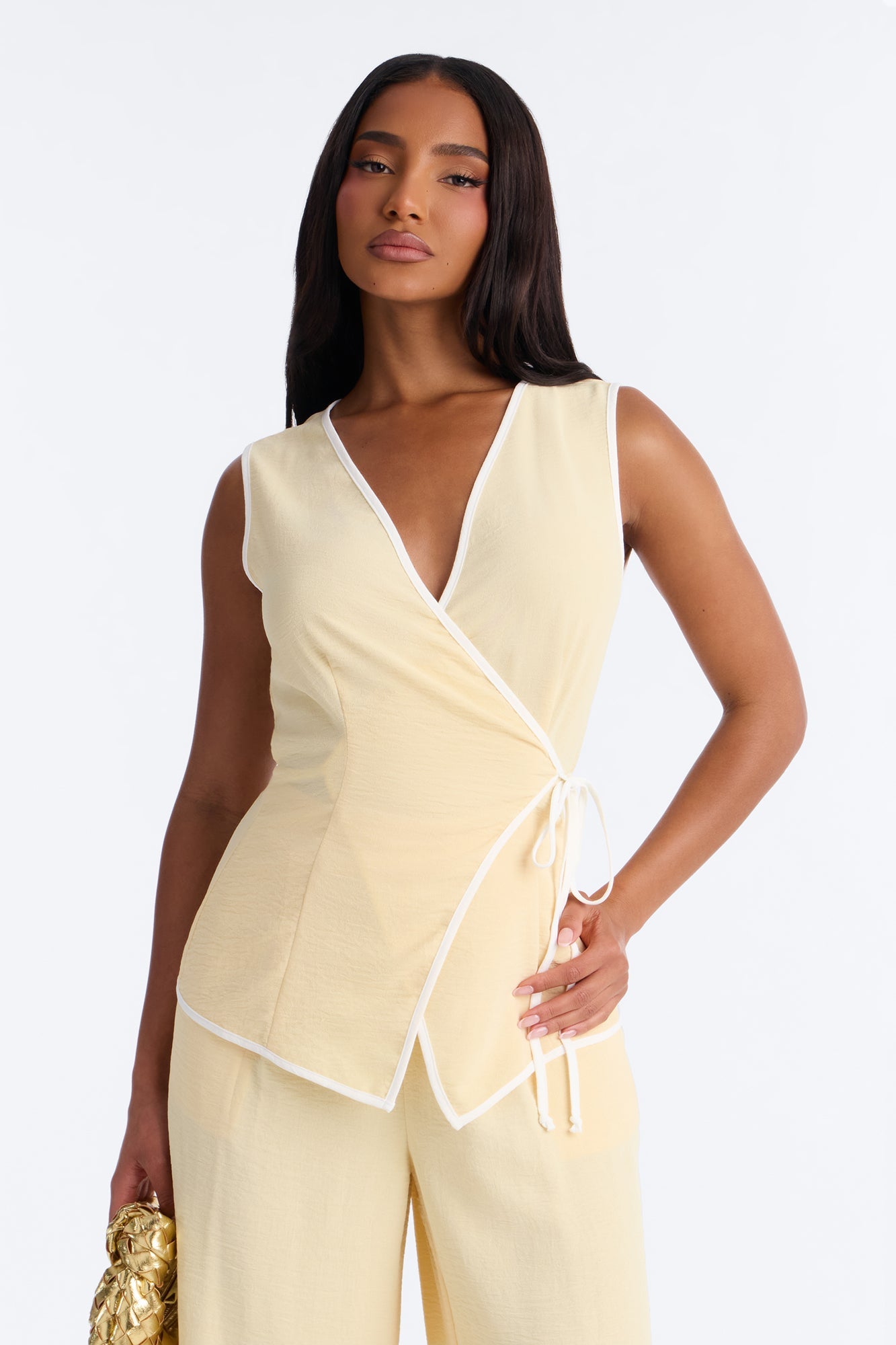 Natalia Sleeveless Pant Set - Yellow