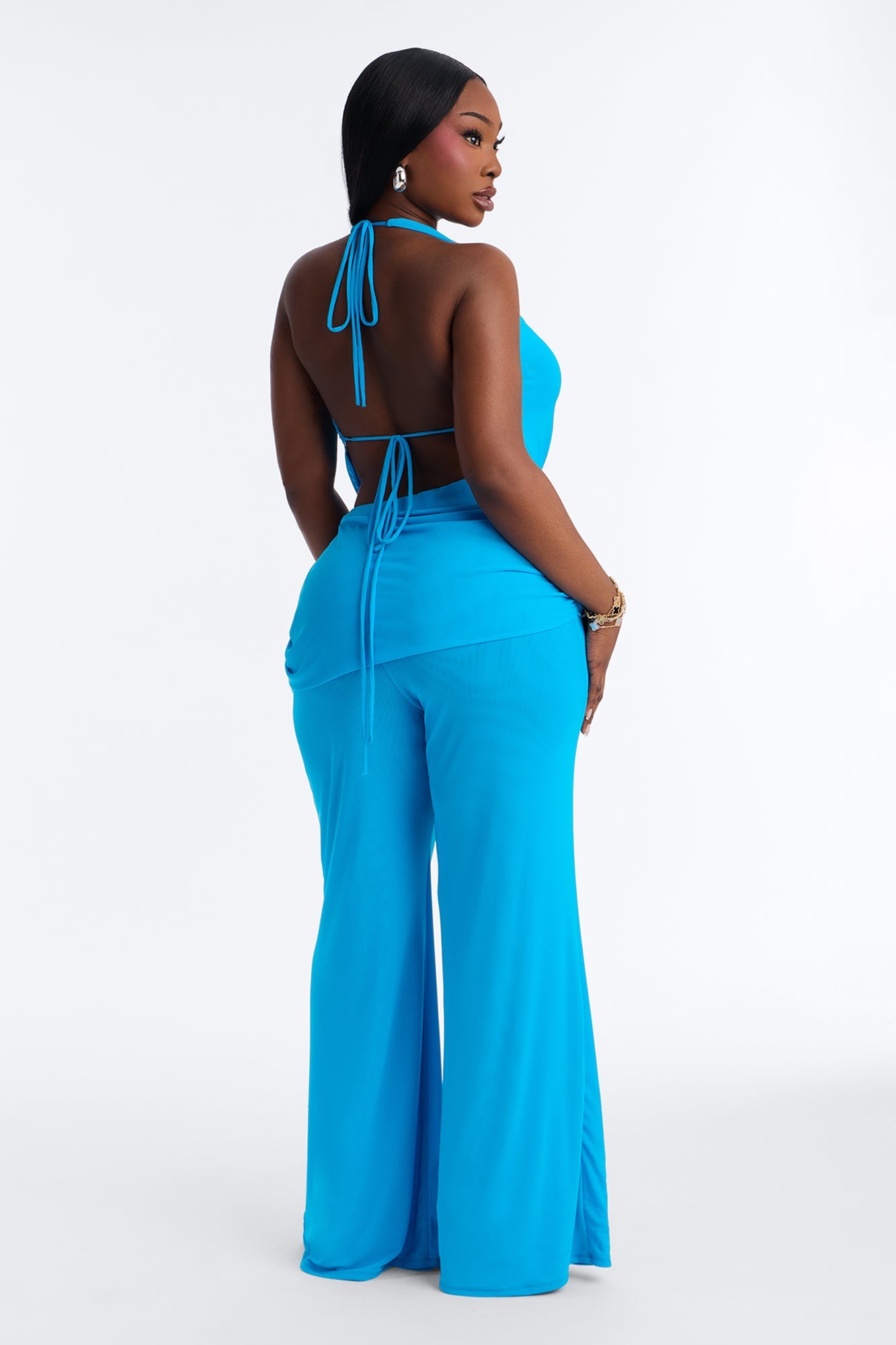 Rayna Halter Mesh Pant Set - Turquoise