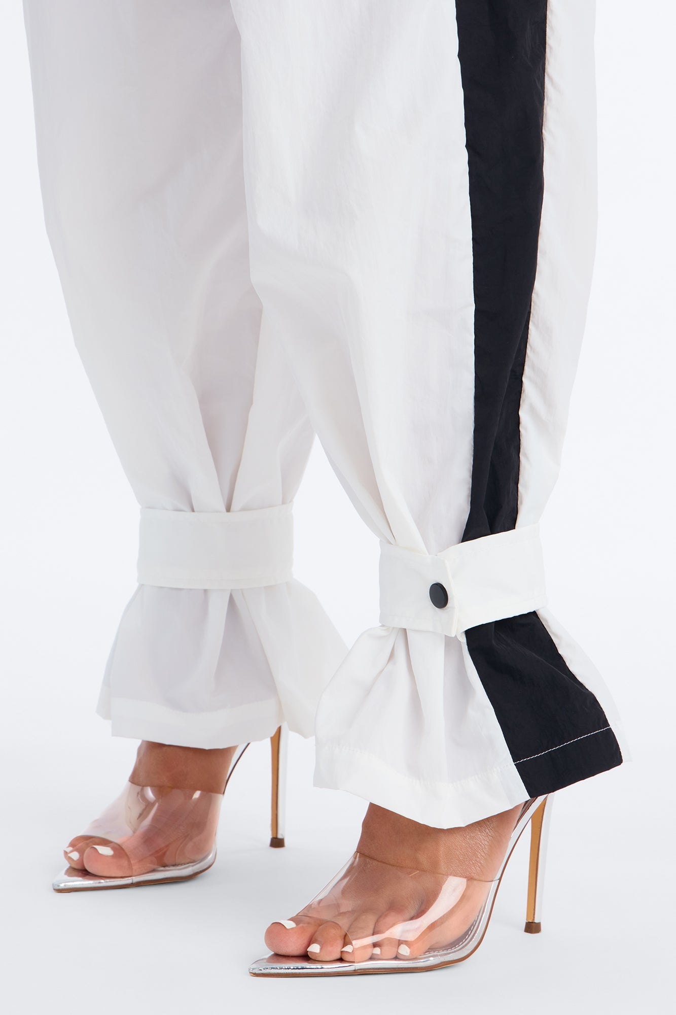 Colette Nylon Pant Set - White/Black