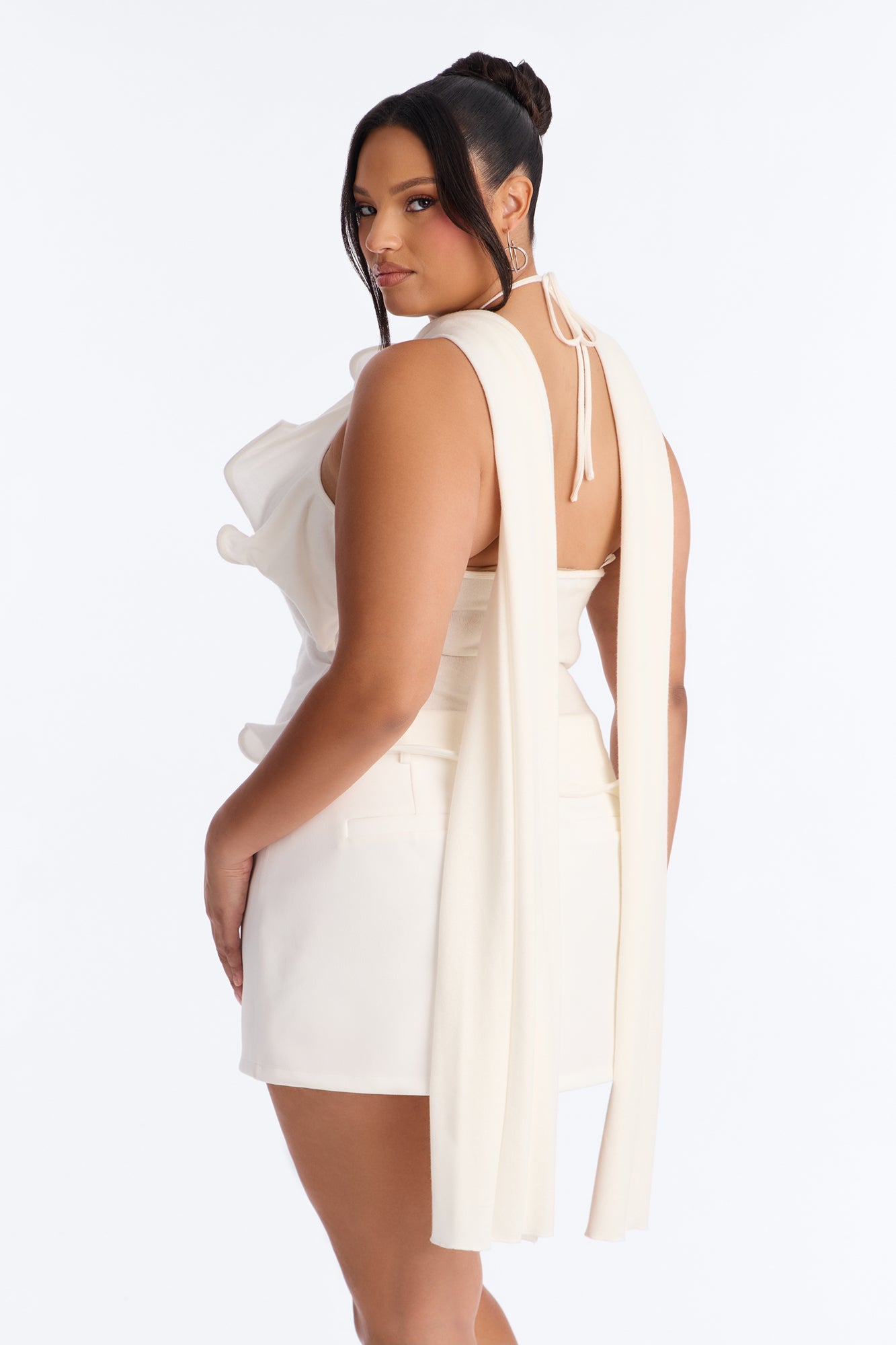 Pure Class Wired Sweater Halter Top - White