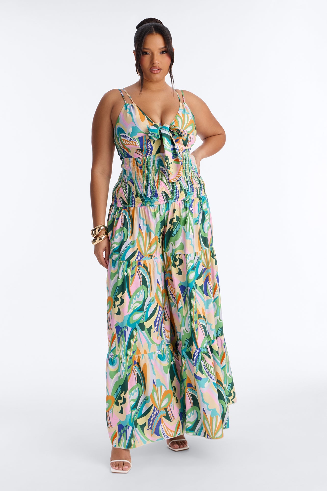 Mari Tiered Wide Leg Jumpsuit - Multi Color