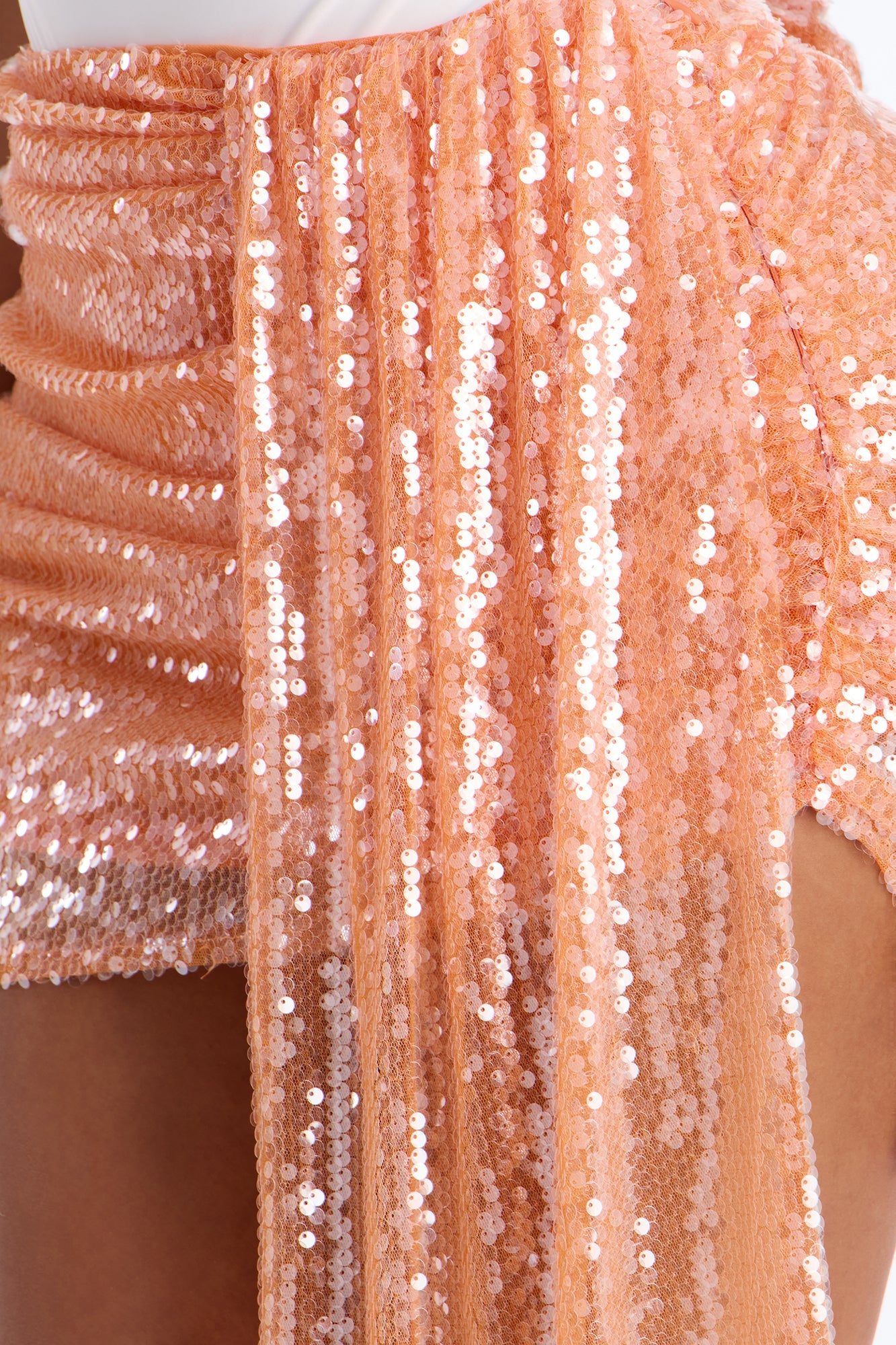 Don't Bother Me Asymmetrical Sequin Micro Mini Skirt - Orange