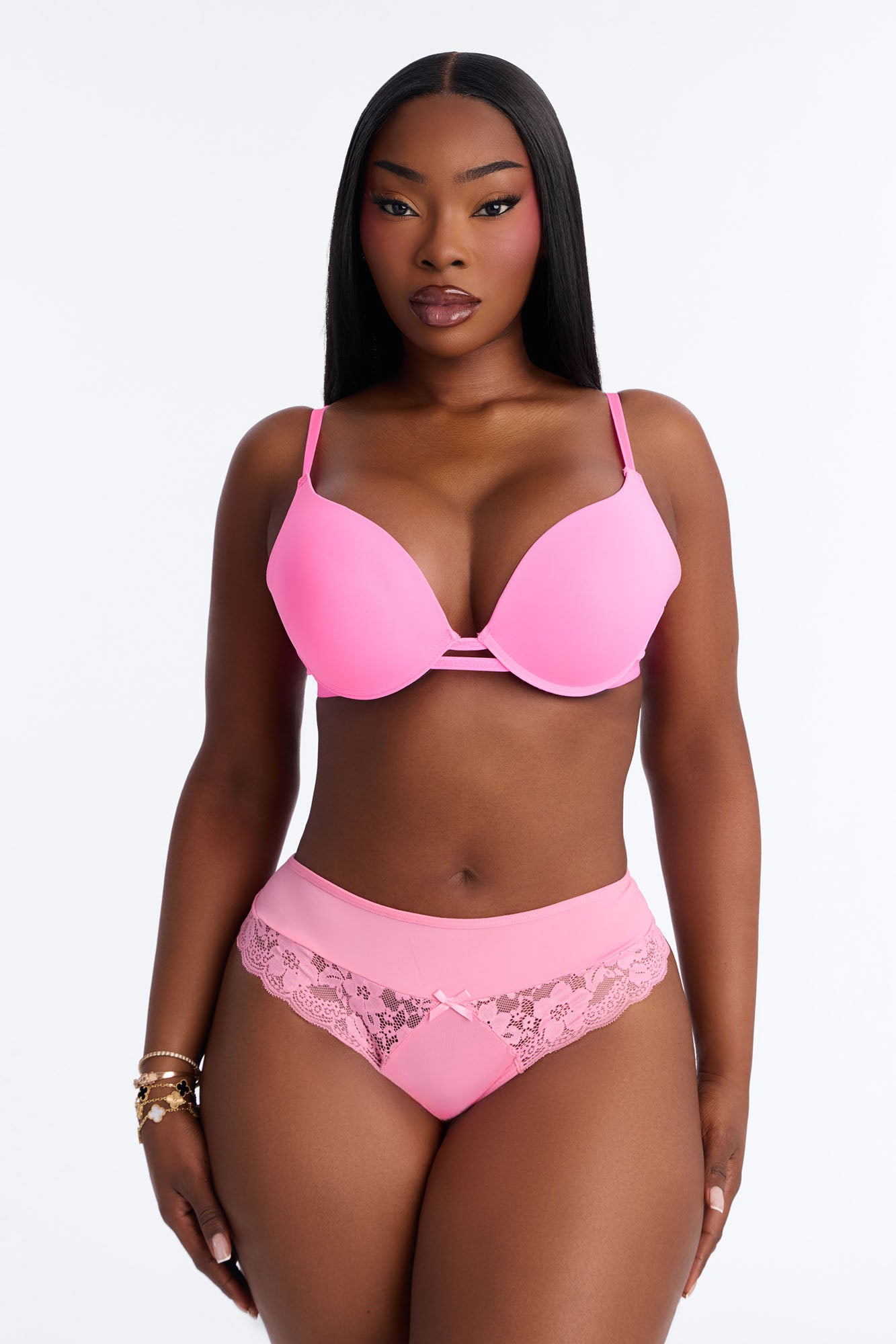 Lilly Lace Ruffle Trim Thong Panty - Light Pink