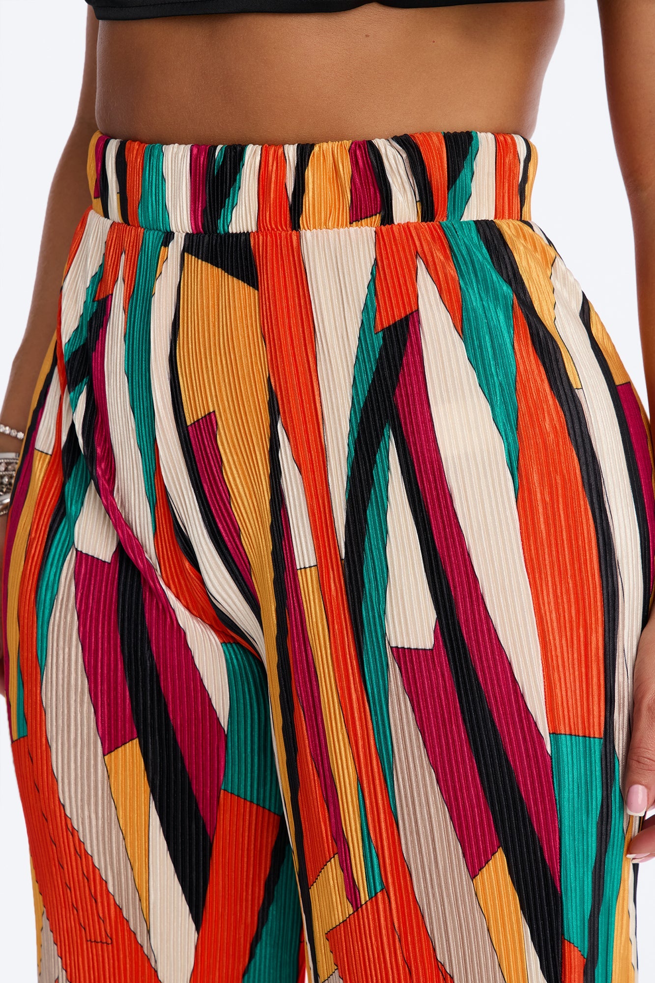 Pure Bliss Printed Plisse Pant - Orange/combo