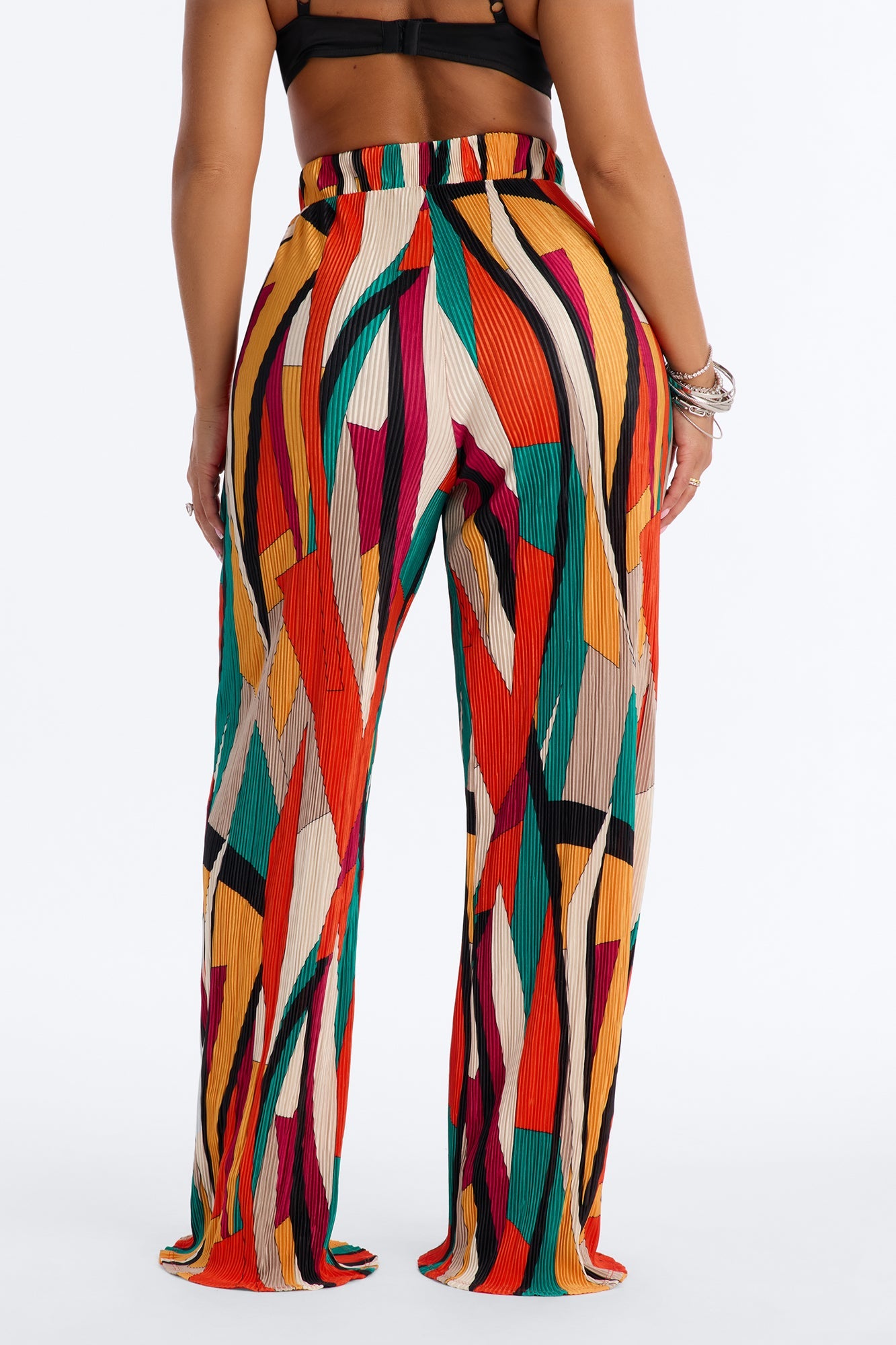 Pure Bliss Printed Plisse Pant - Orange/combo