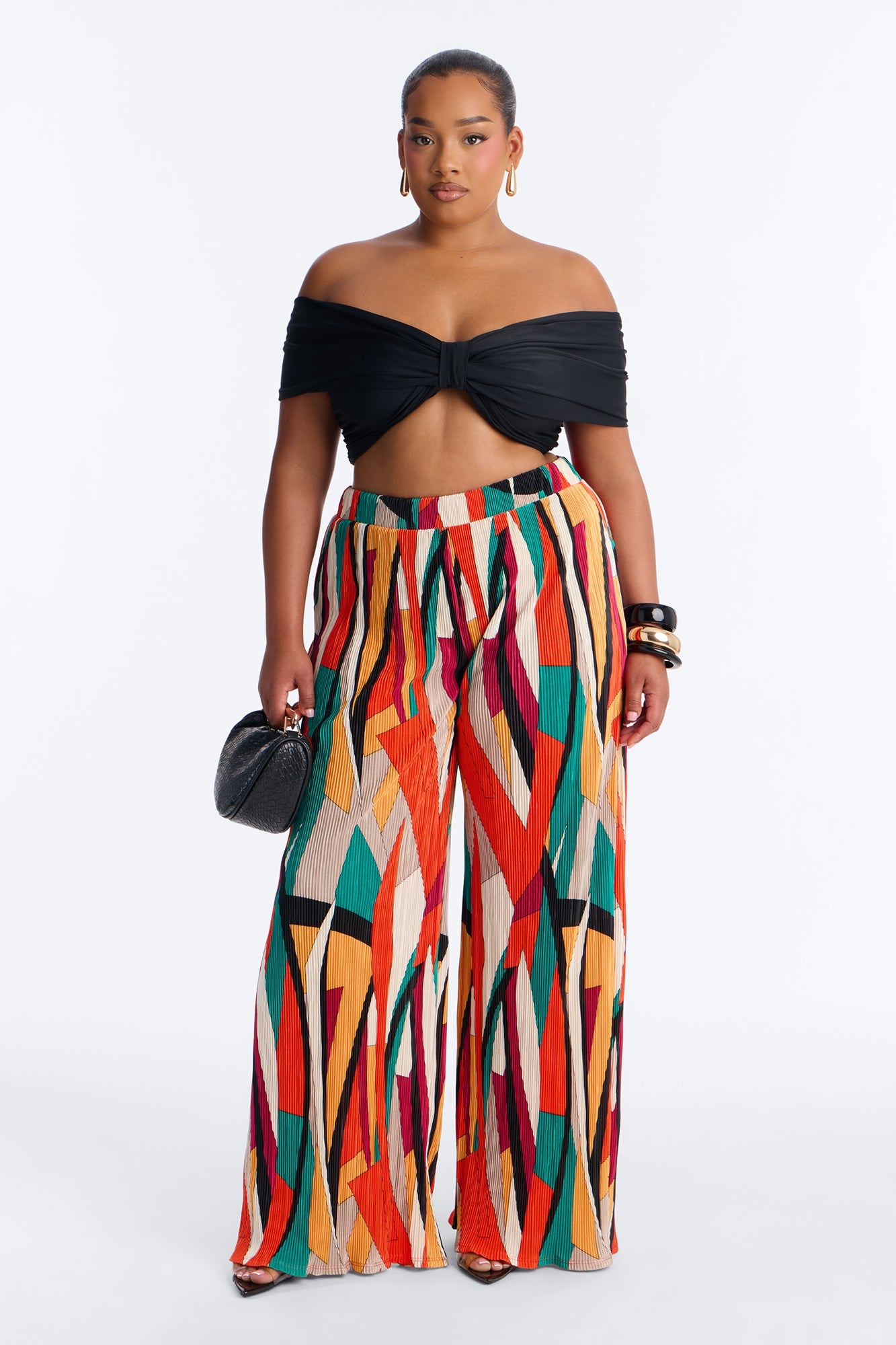 Pure Bliss Printed Plisse Pant - Orange/combo