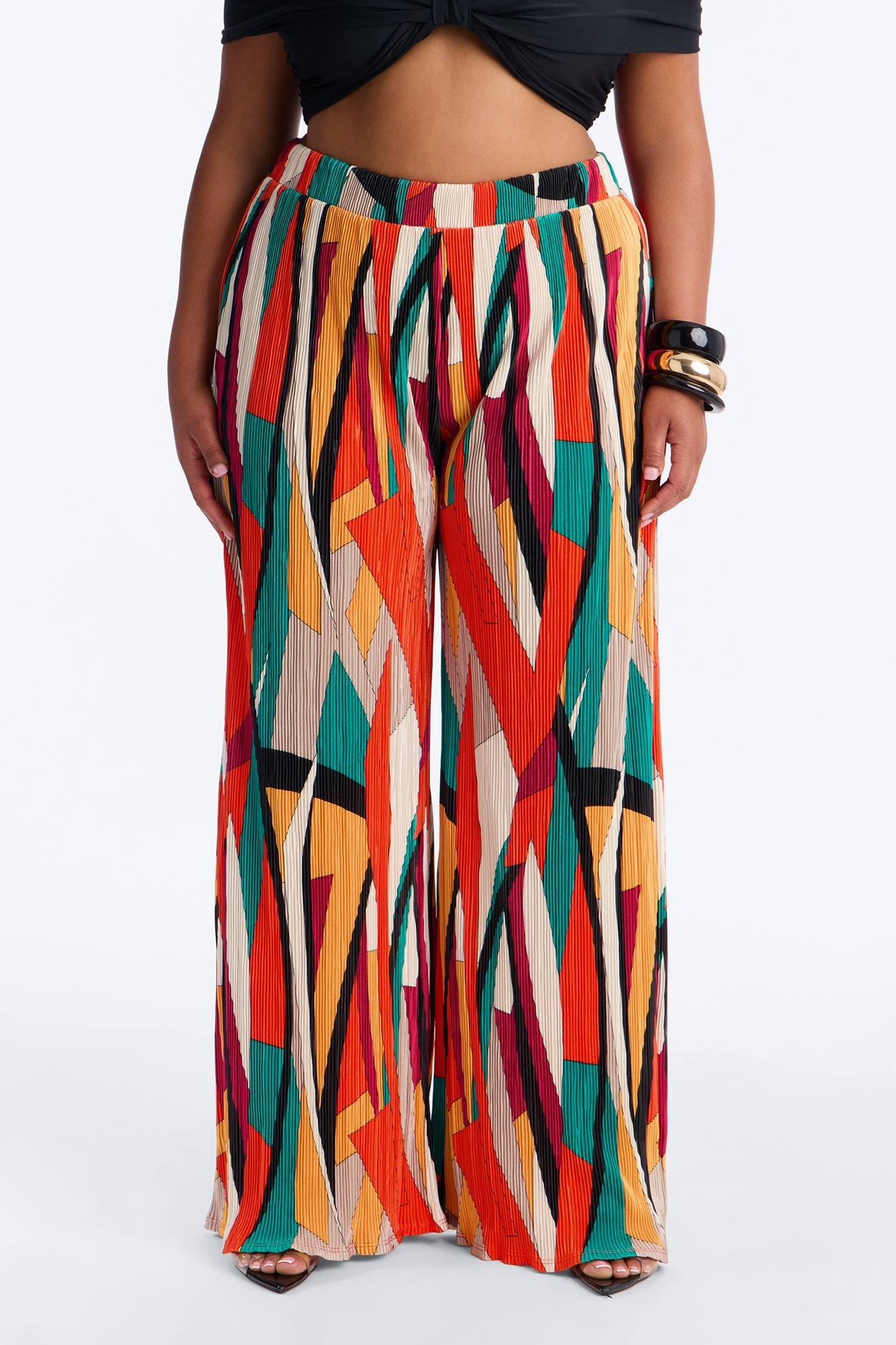 Pure Bliss Printed Plisse Pant - Orange/combo