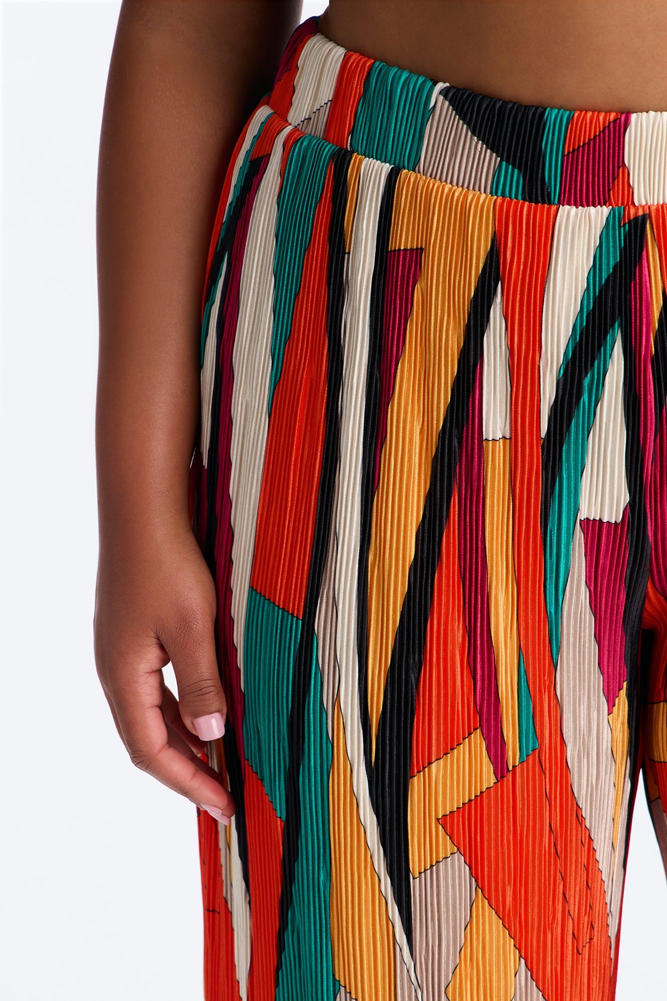 Pure Bliss Printed Plisse Pant - Orange/combo