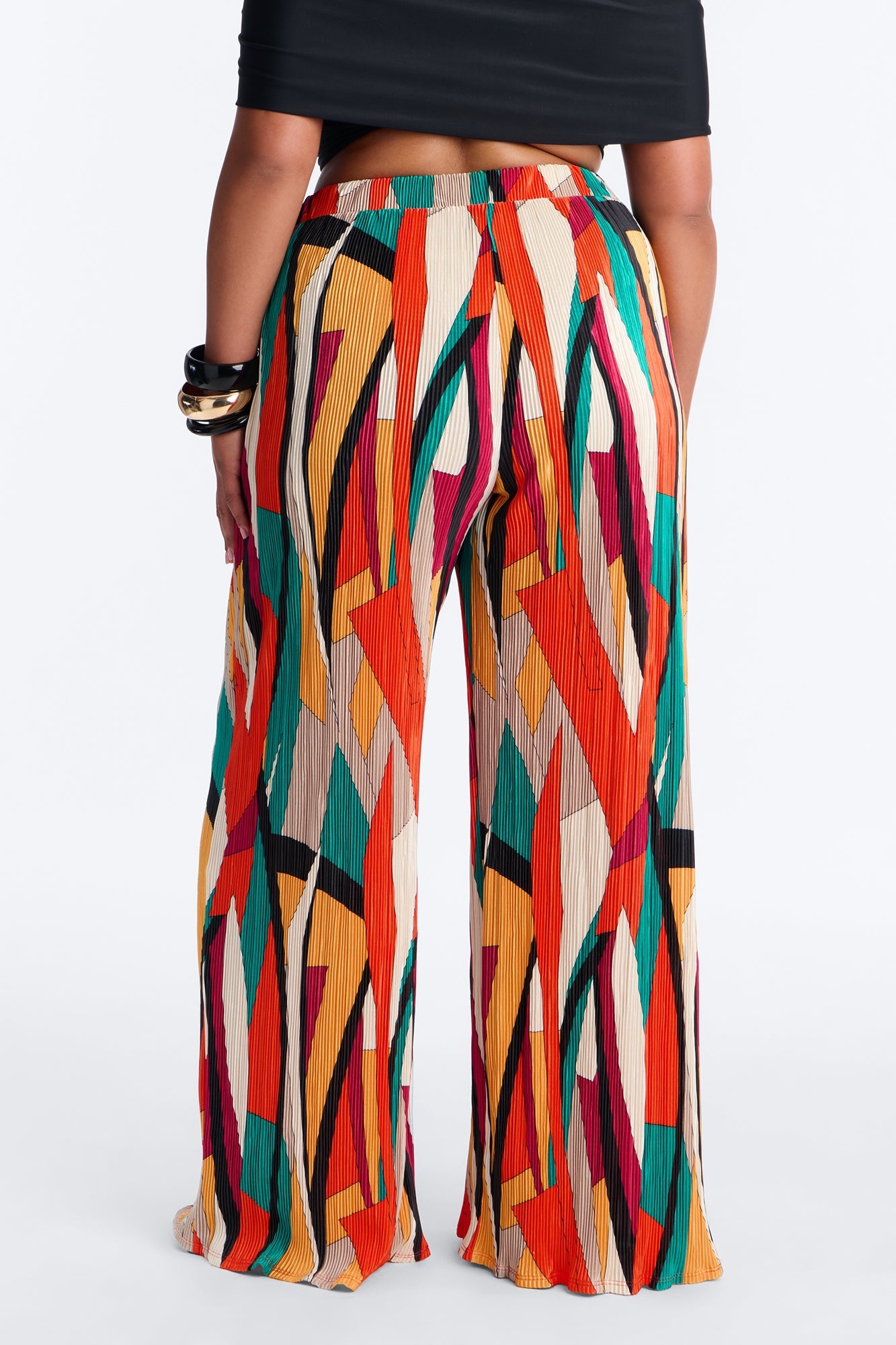 Pure Bliss Printed Plisse Pant - Orange/combo