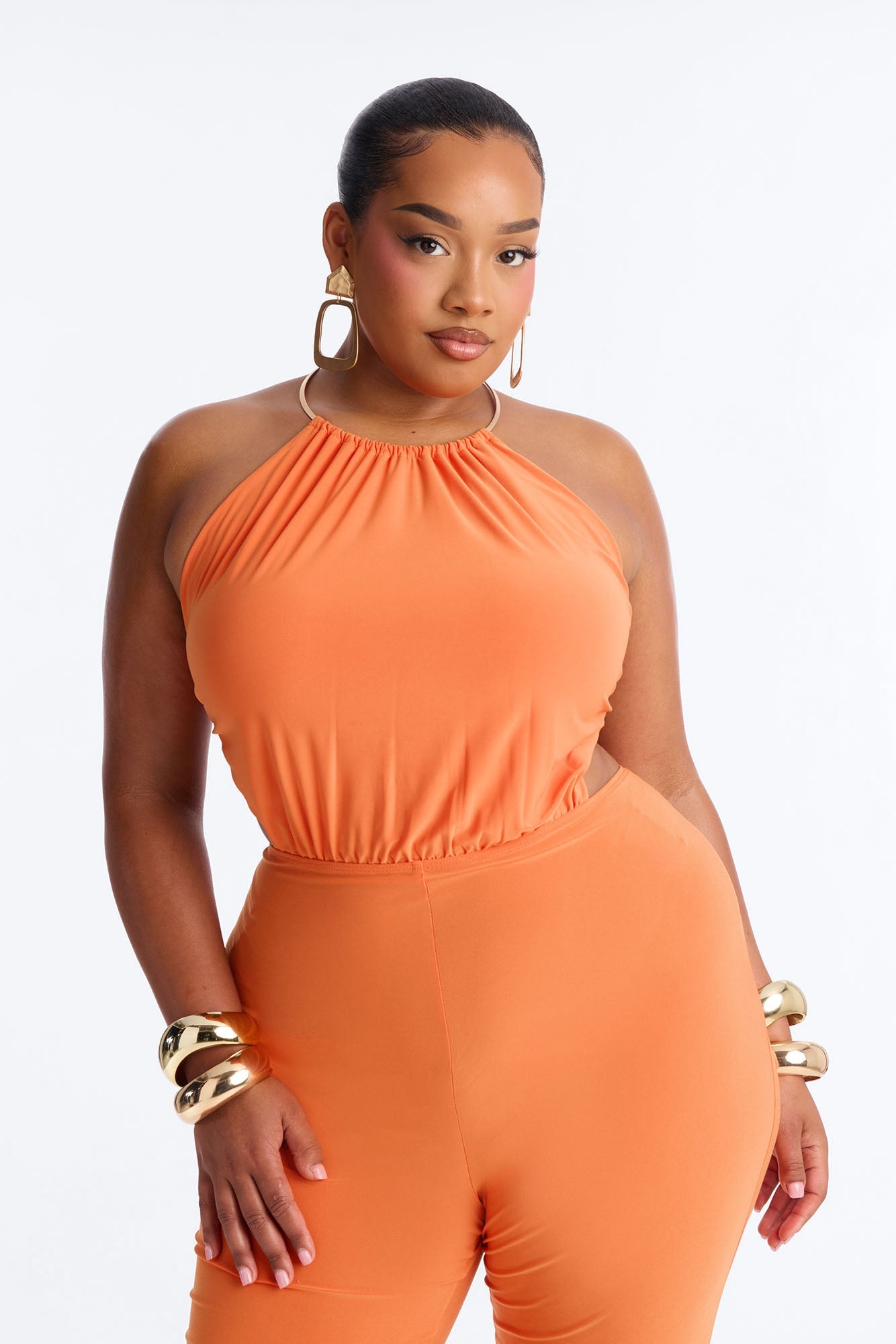Irie Backless Flare Leg Jumpsuit - Orange