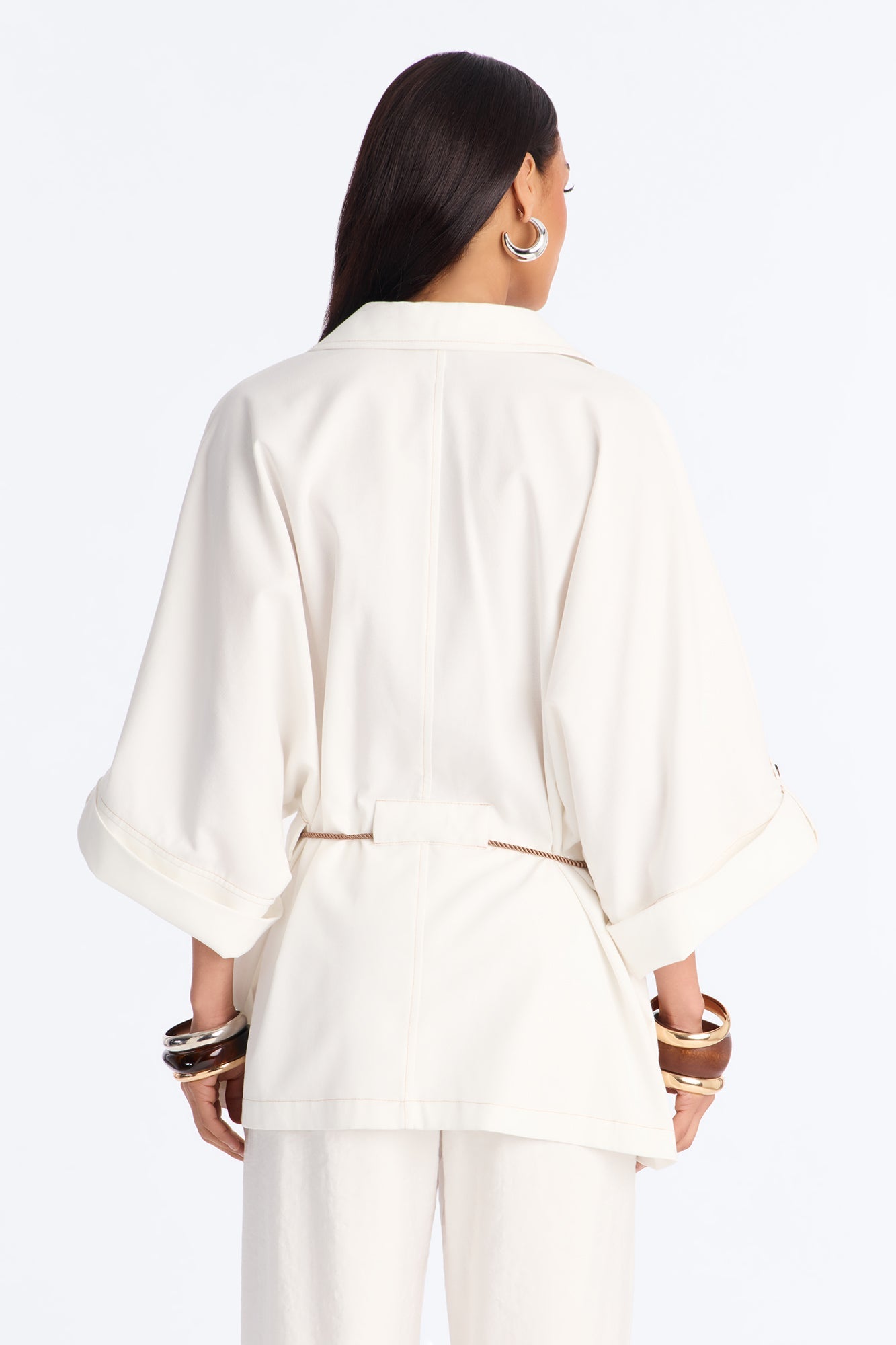 Casual Class Belted Linen Shirt - White