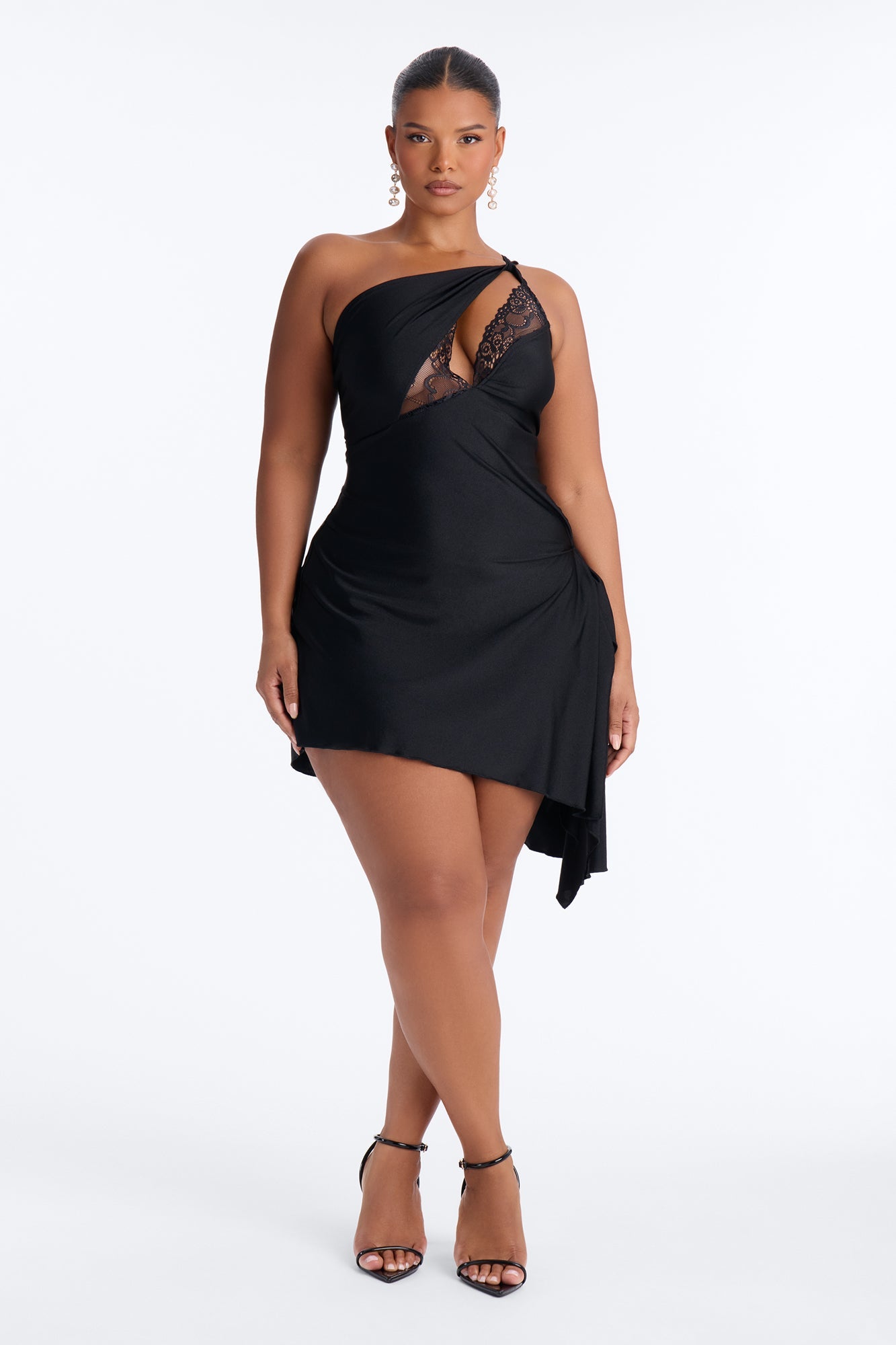 Ariel Lace Trim Mini Dress - Black