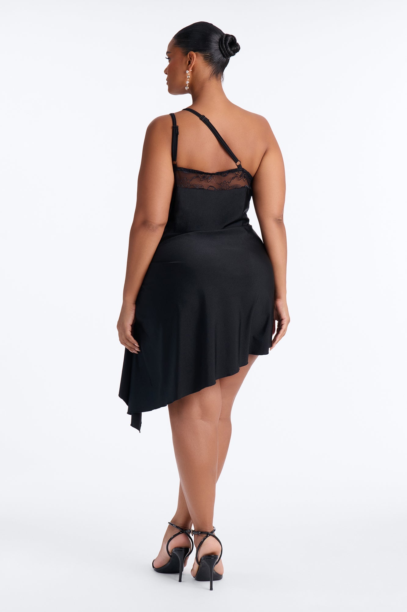 Ariel Lace Trim Mini Dress - Black