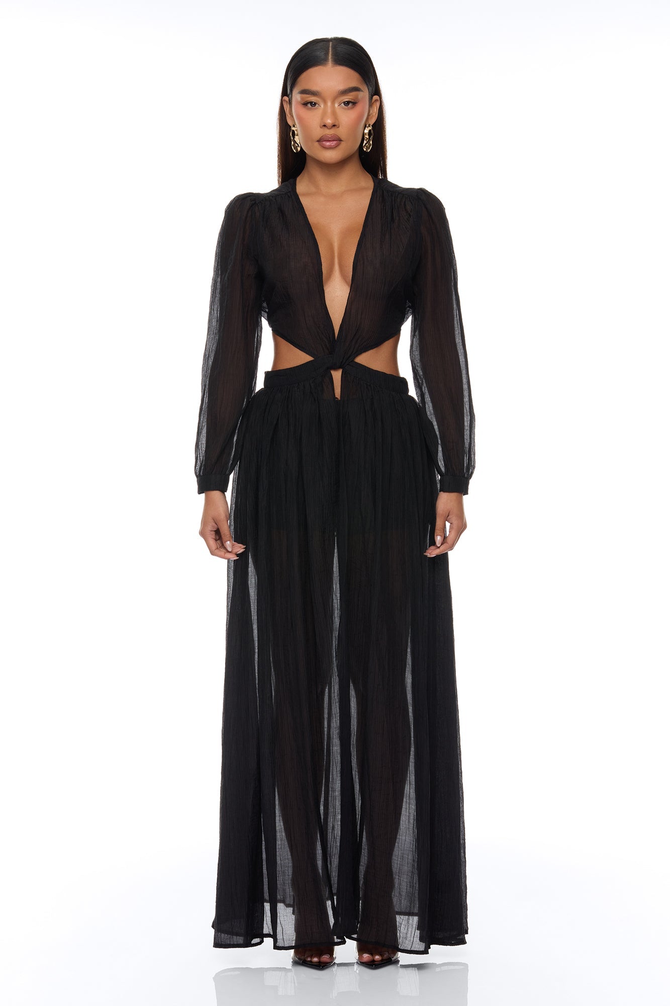 Hailey Flyaway Top Short Set - Black