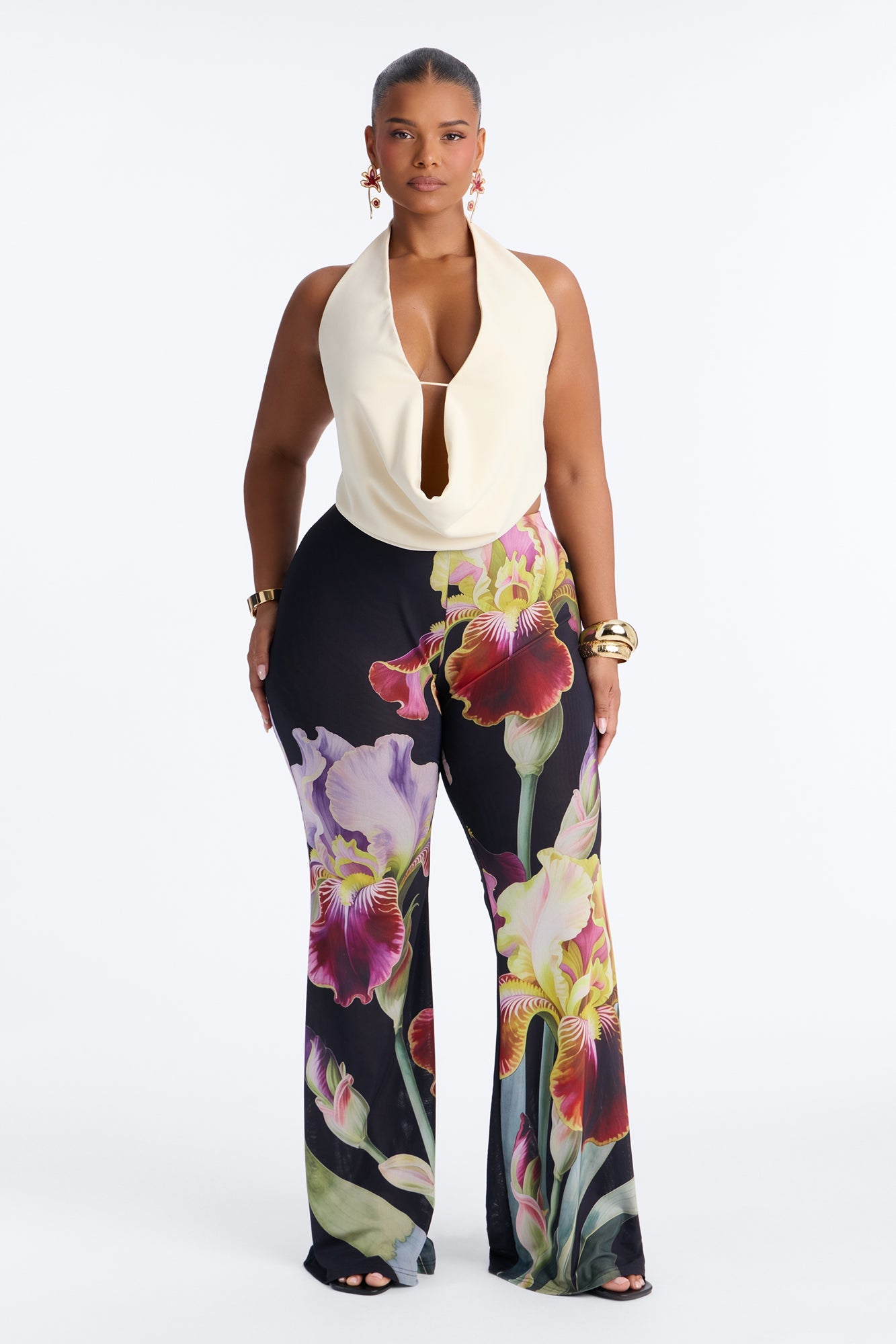 Taylor Double Mesh Skinny Flare Pant - Black/combo