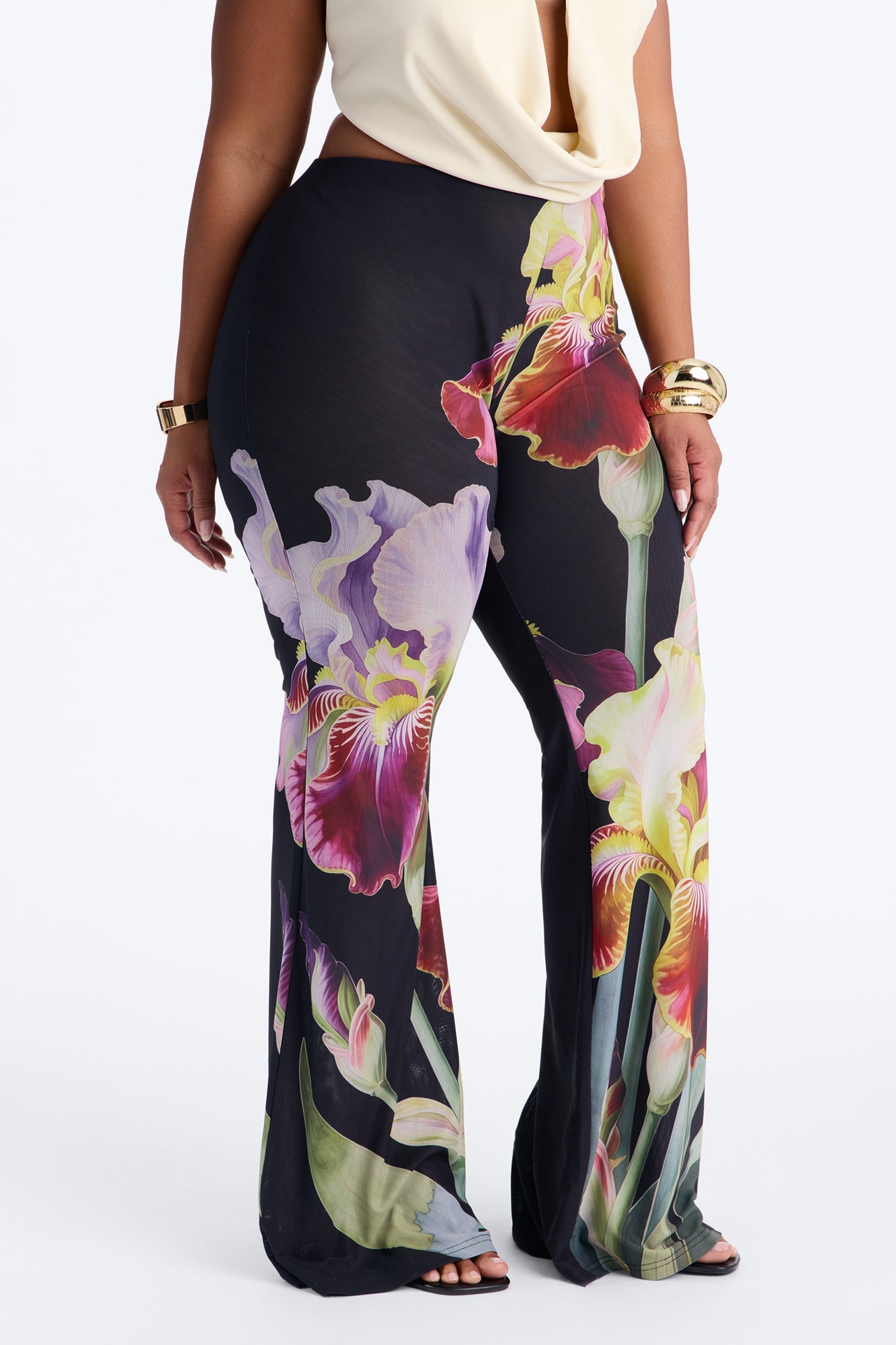 Taylor Double Mesh Skinny Flare Pant - Black/combo