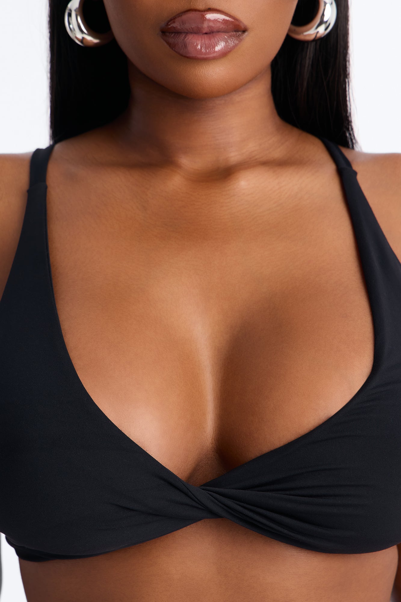 Second Skin Deep V Neck Bra Top - Black