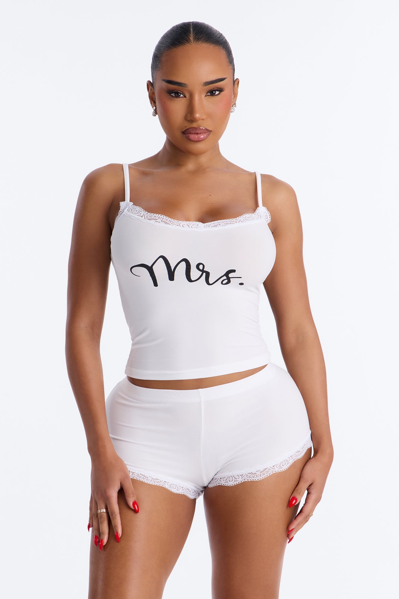 Mrs. Cami & Short PJ Set - White
