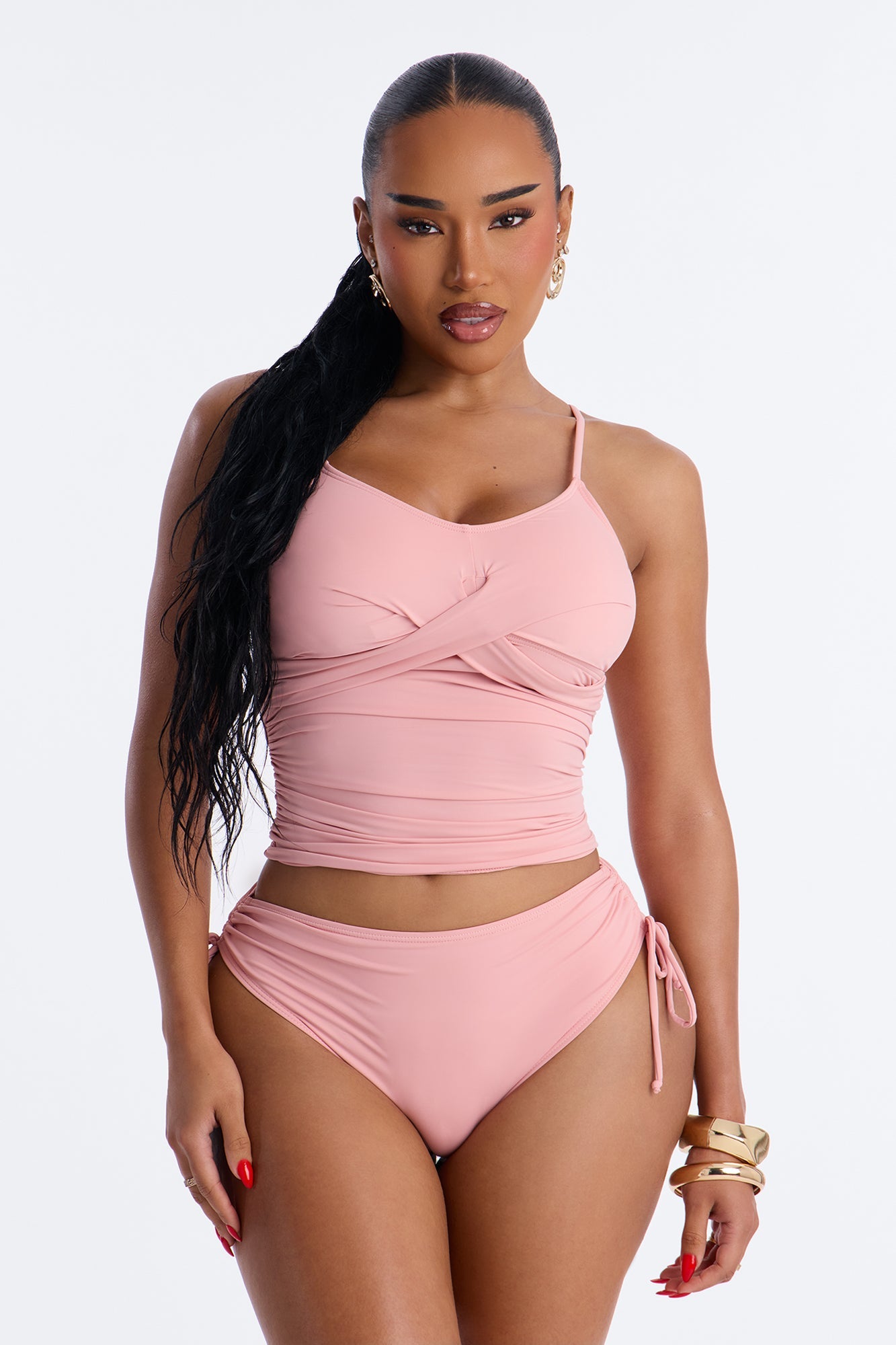 Shady Lady 2 Piece Tankini Bikini Set - Pink