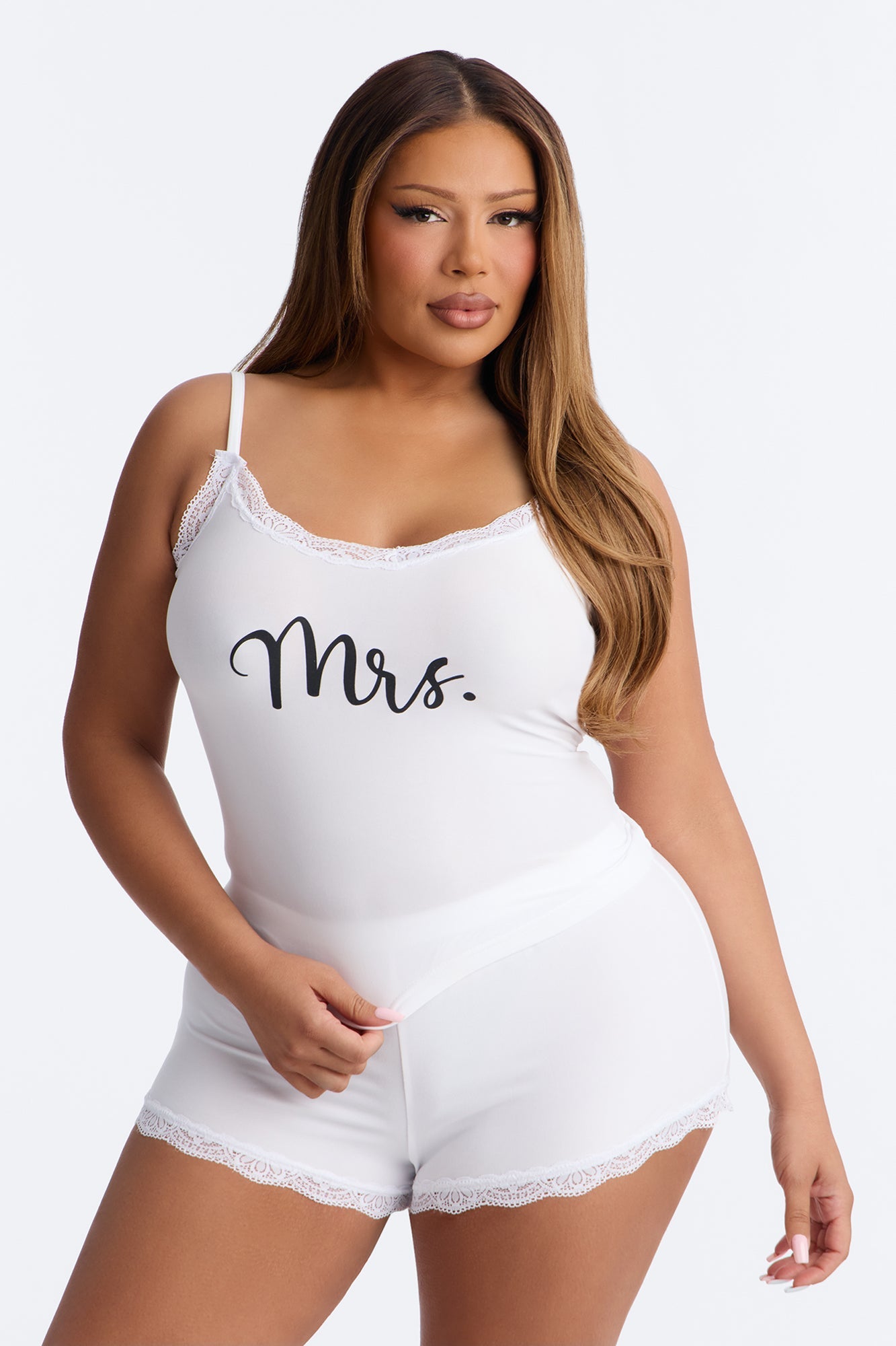 Mrs. Cami & Short PJ Set - White