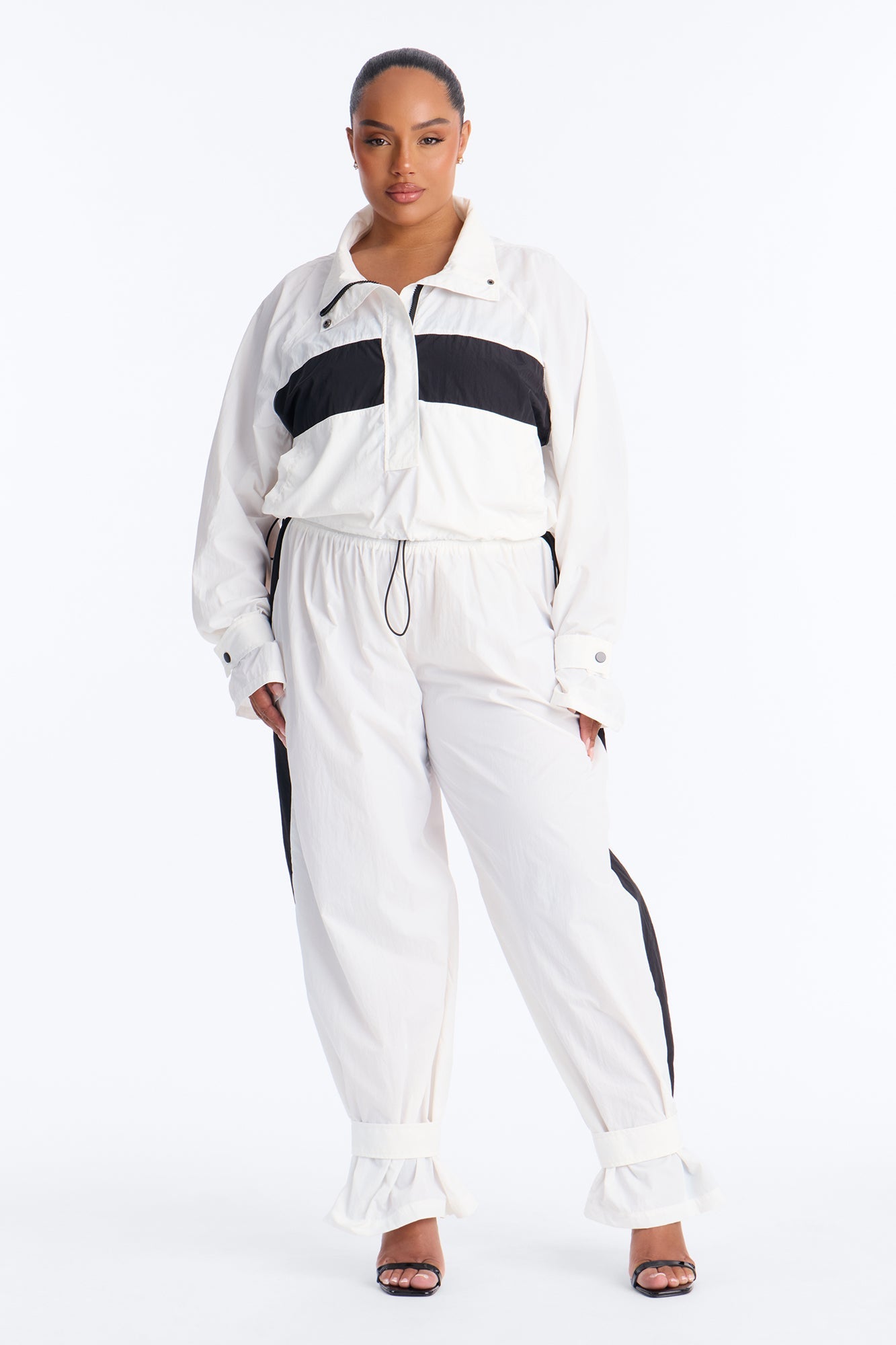 Colette Nylon Pant Set - White/Black
