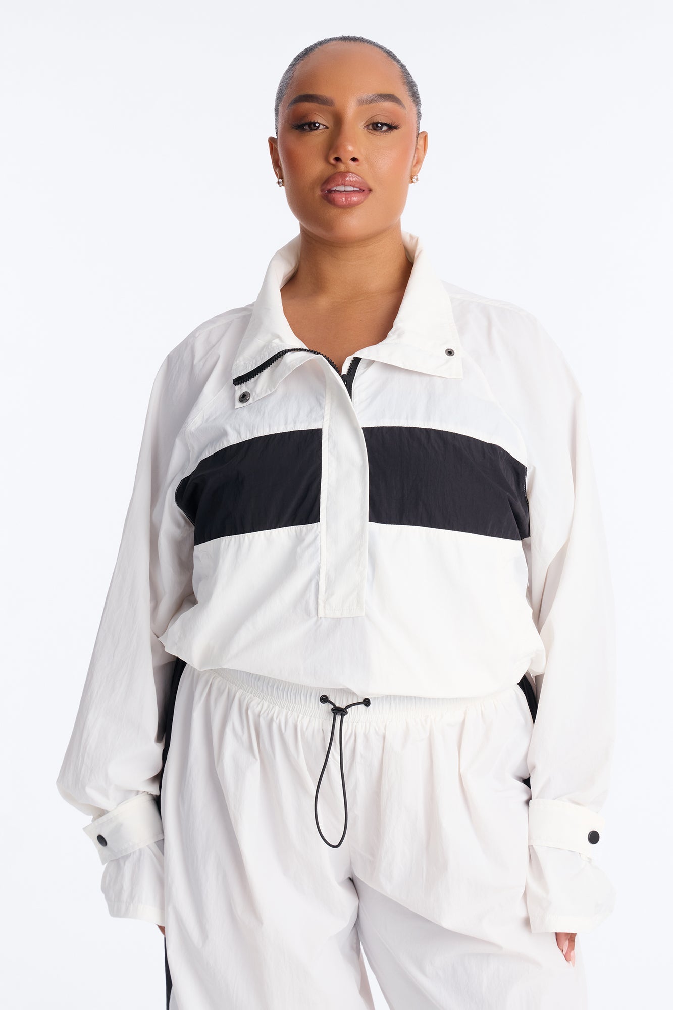 Colette Nylon Pant Set - White/Black