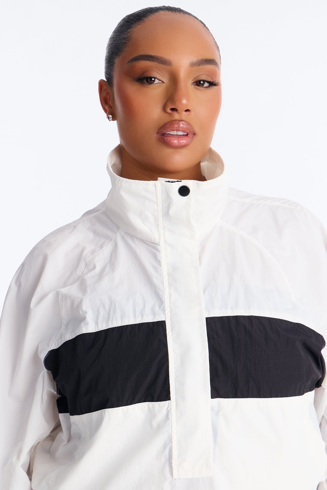 Colette Nylon Pant Set - White/Black