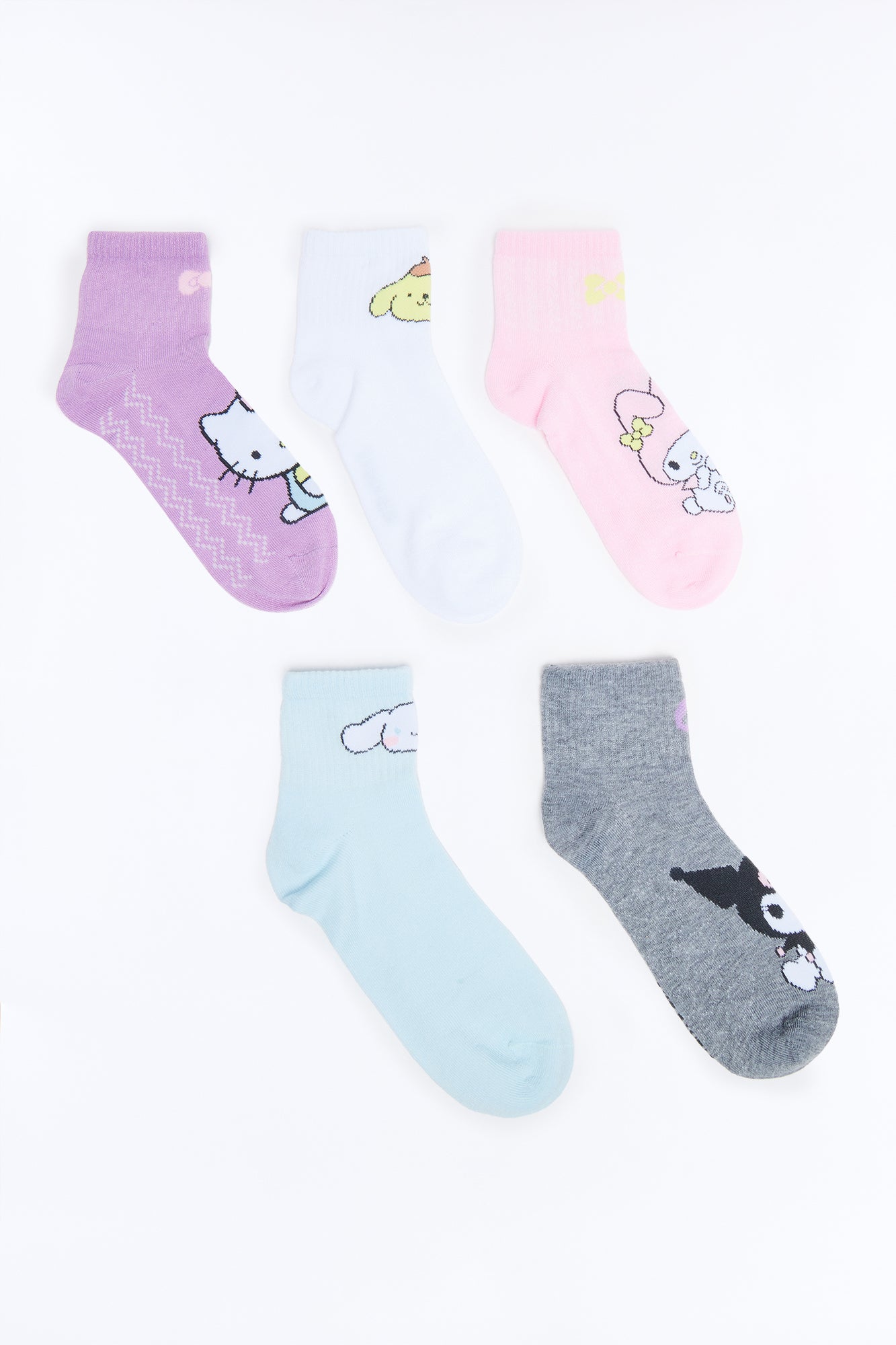 Hello Kitty Team 5 Pack Ankle Socks - Purple/combo