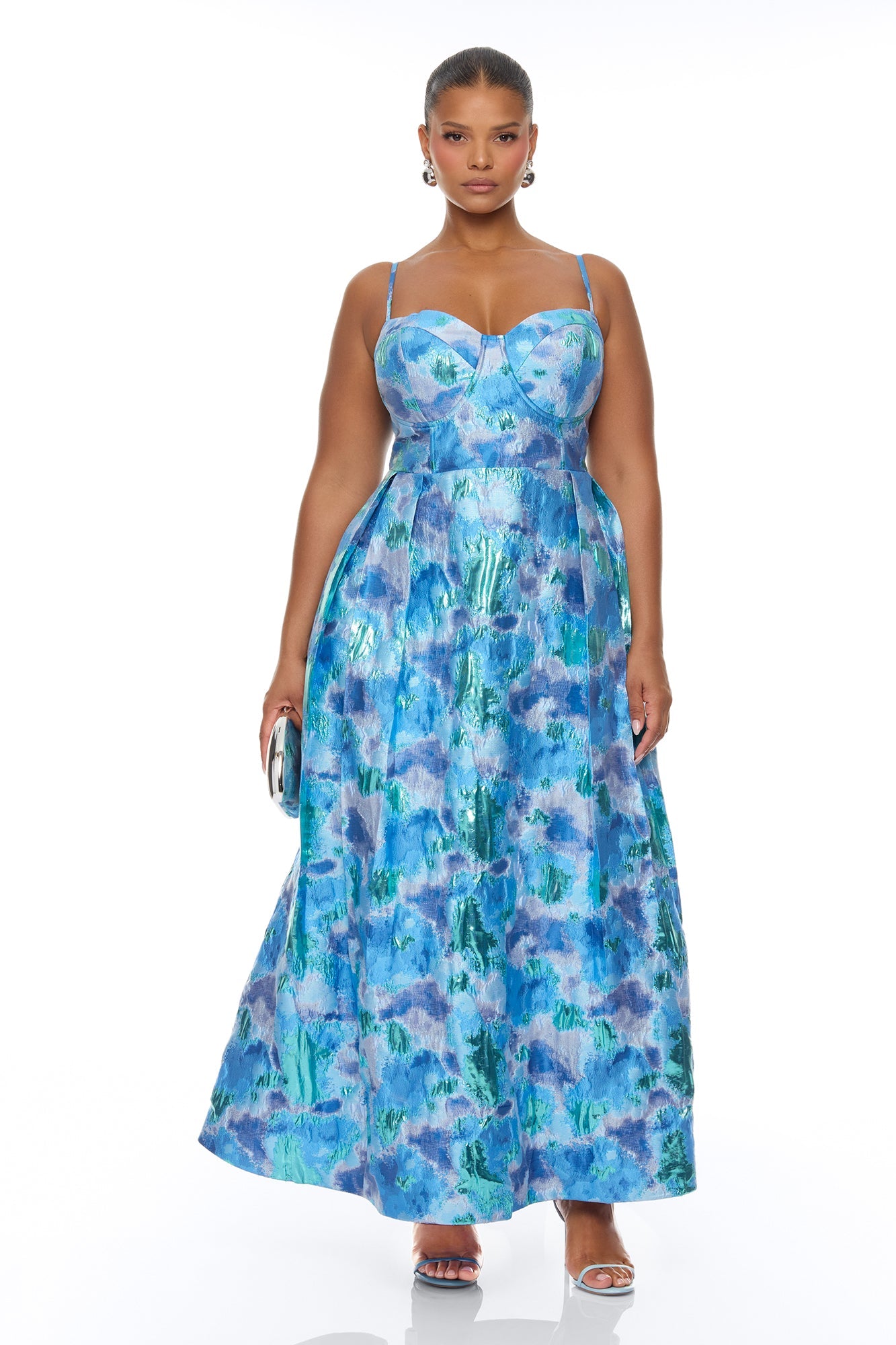 Juliette Jacquard Midi Dress - Blue/combo