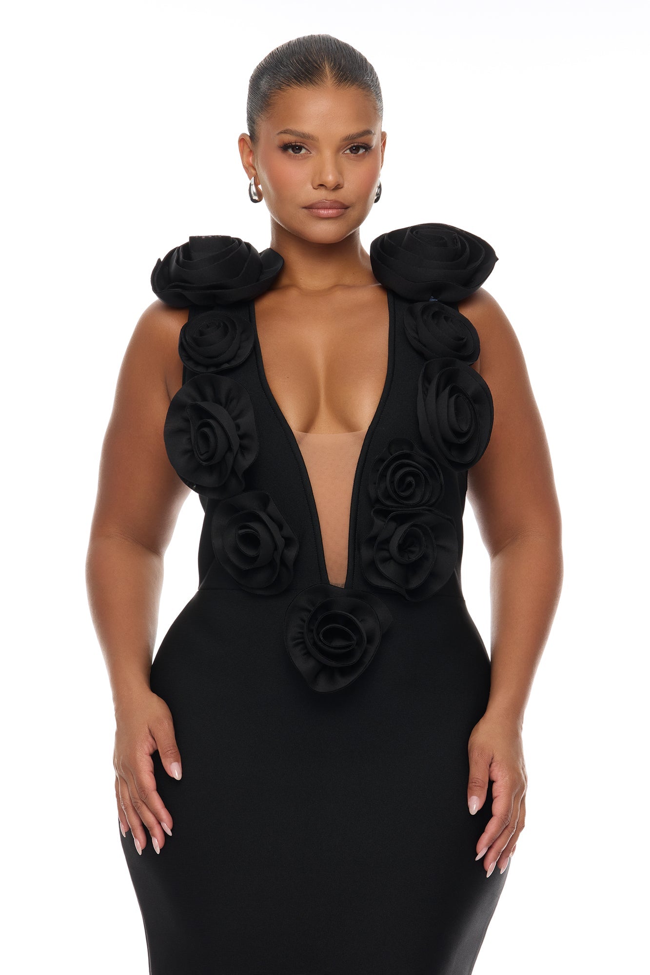 Rosalia Rosette Bandage Maxi Dress - Black
