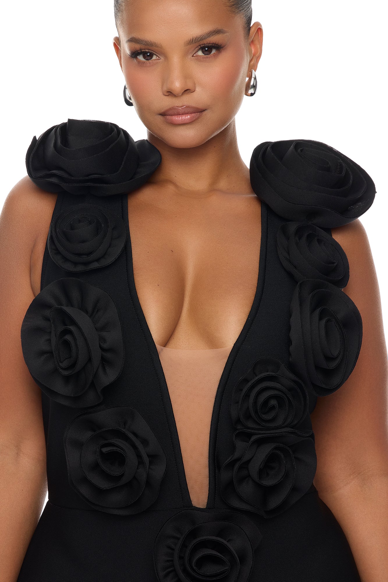 Rosalia Rosette Bandage Maxi Dress - Black