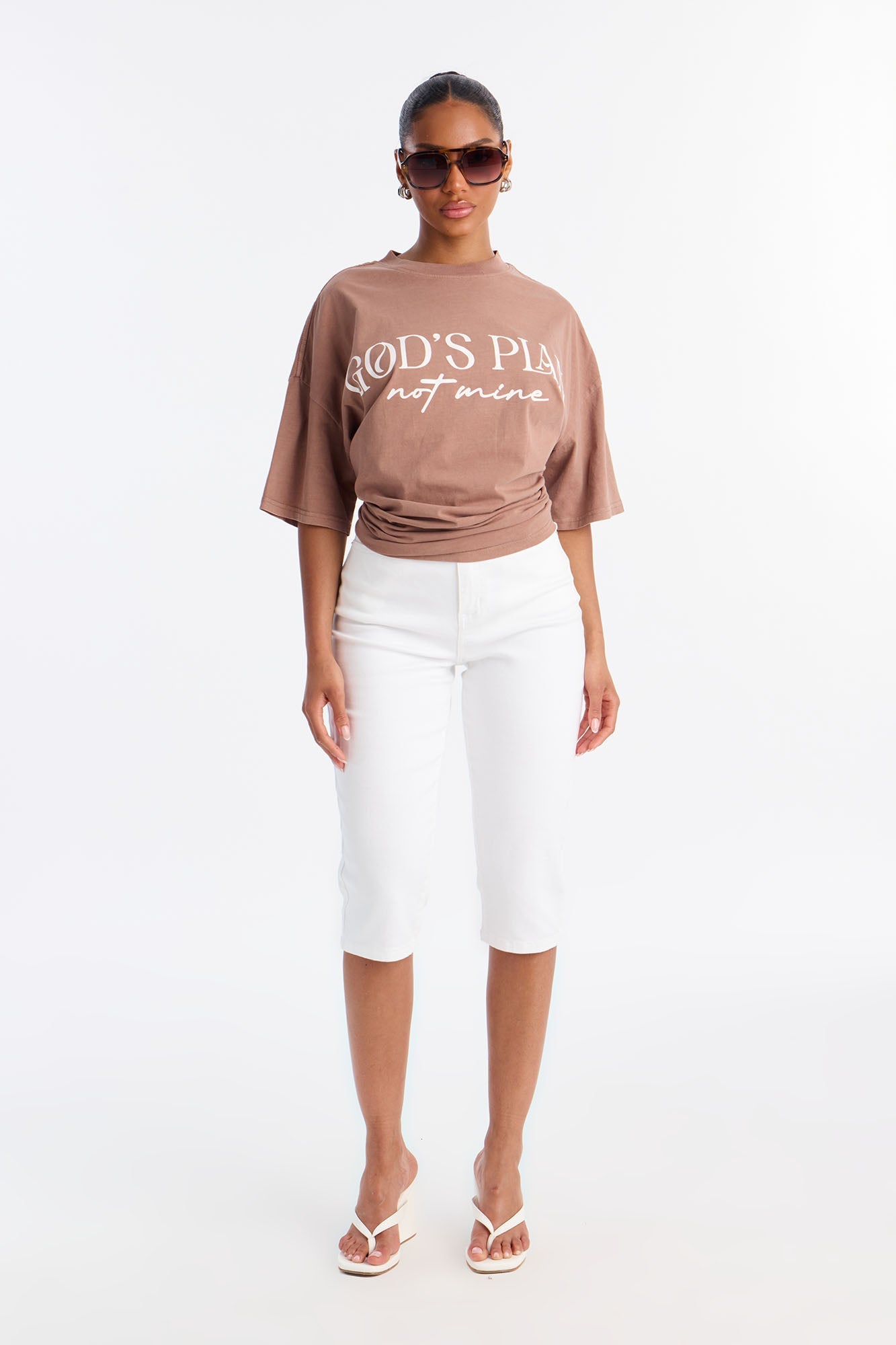 God's Plan Not Mine Washed Tshirt - Brown