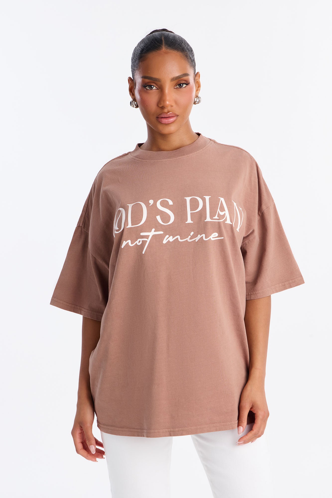 God's Plan Not Mine Washed Tshirt - Brown