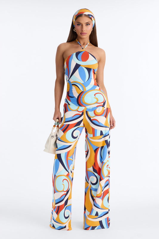 Good Vibes 3 Piece Pant Set - Blue/combo