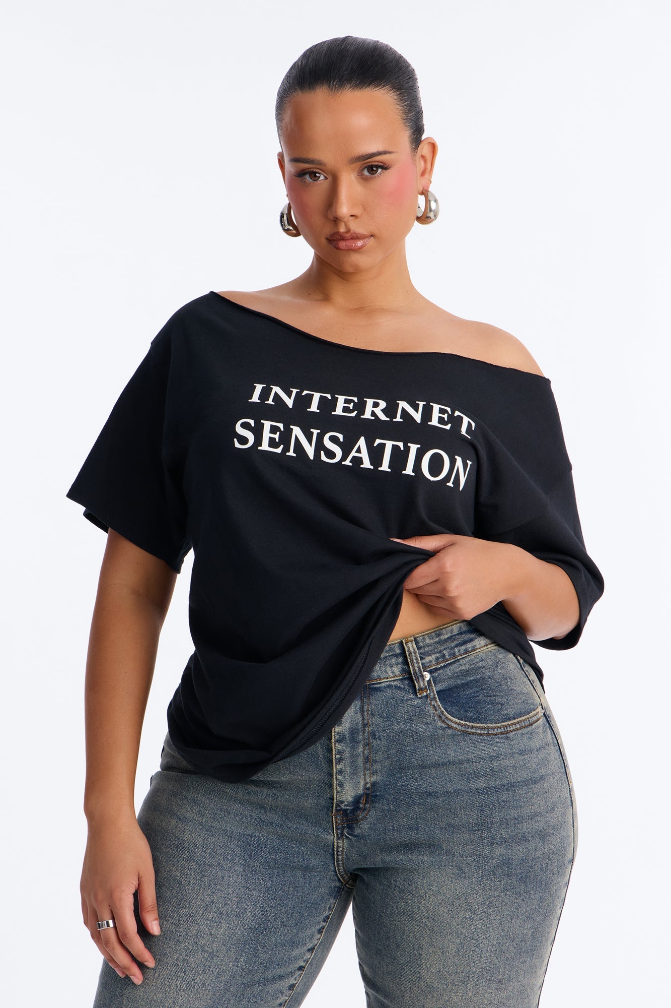 Internet Sensation Off Shoulder Top - Black
